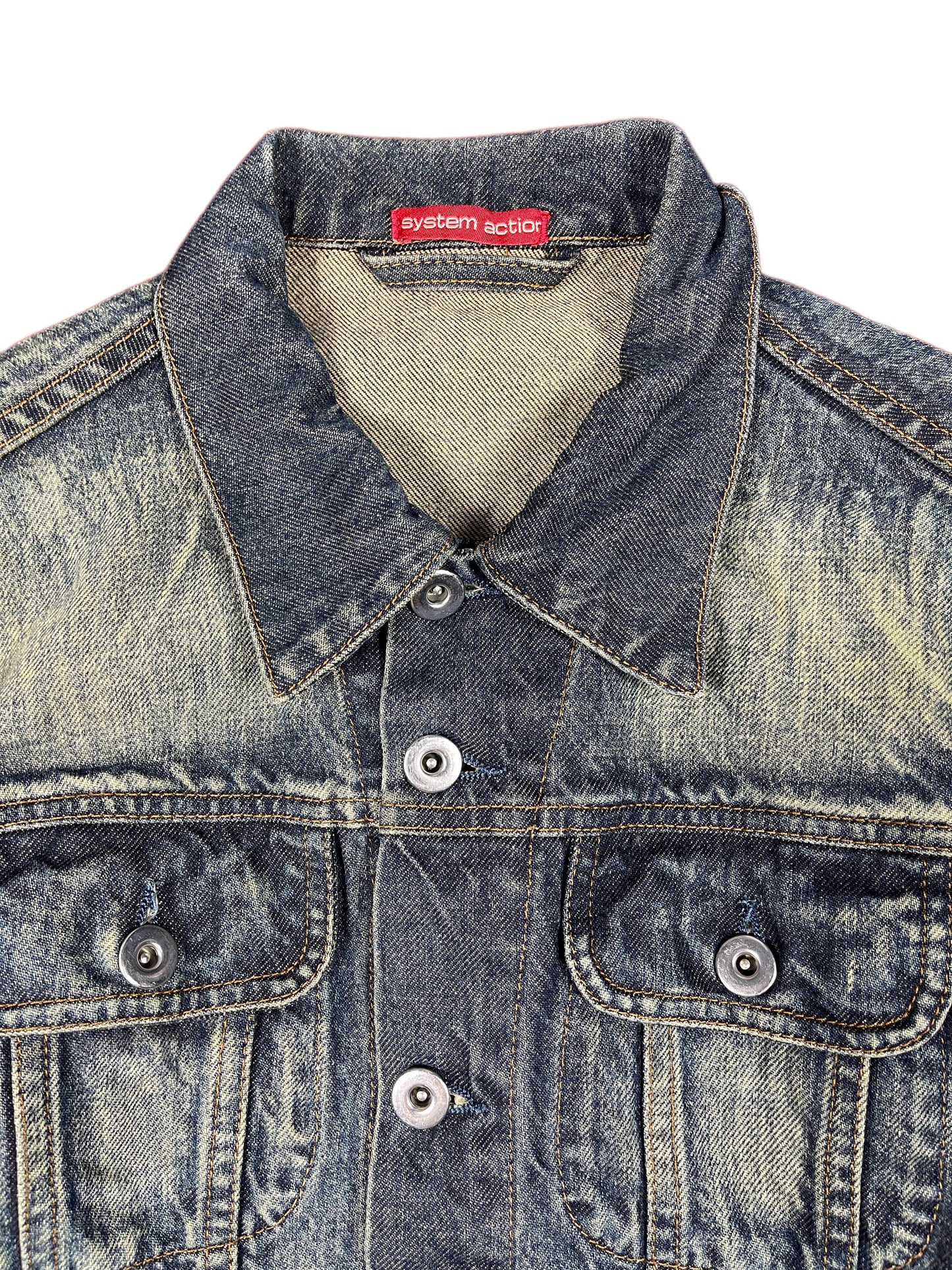 Y2k System Action Denim Jacket Blue - XS