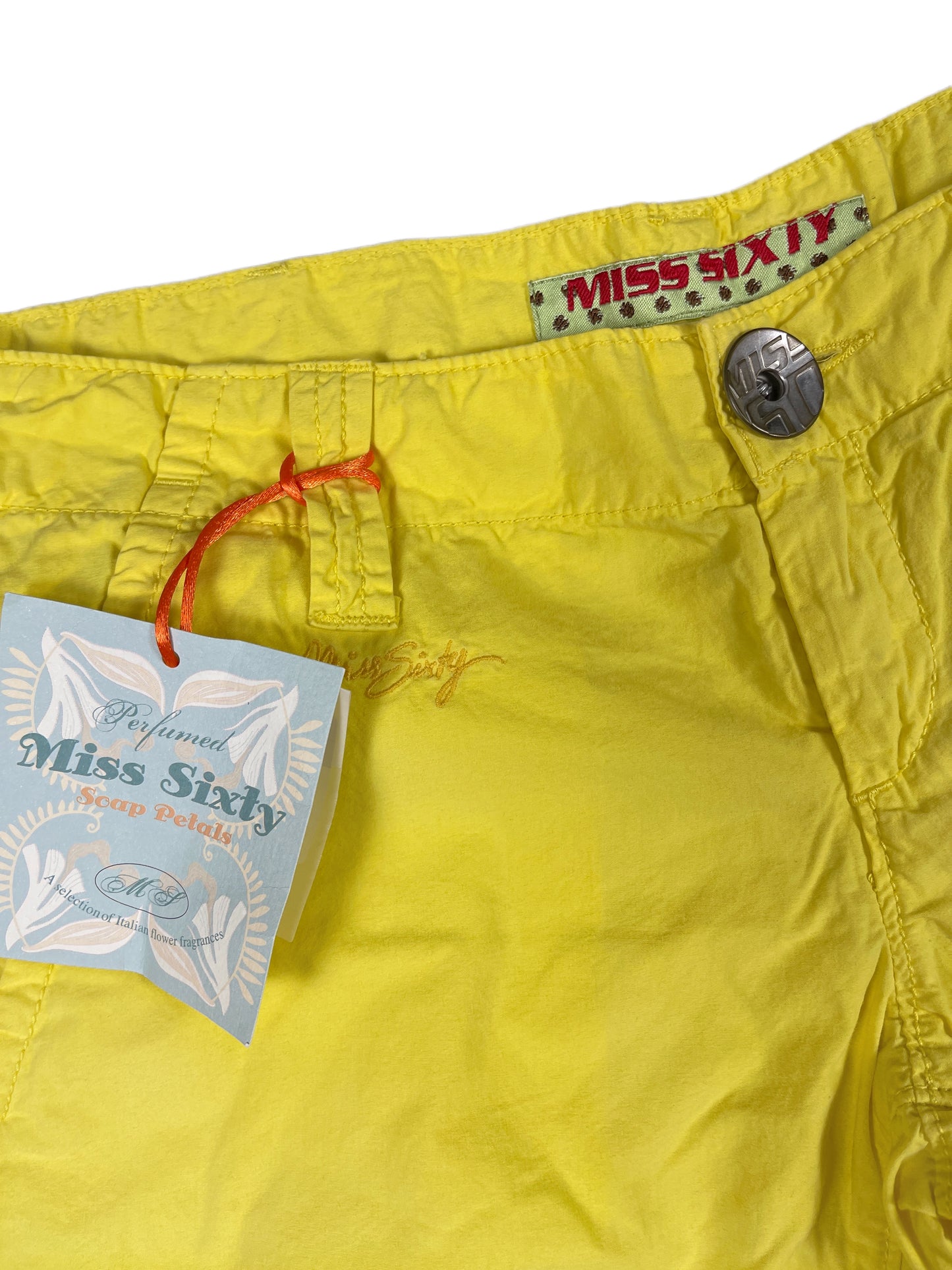 Y2k Miss Sixty Low Waist Deadstock Shorts Yellow - S/M
