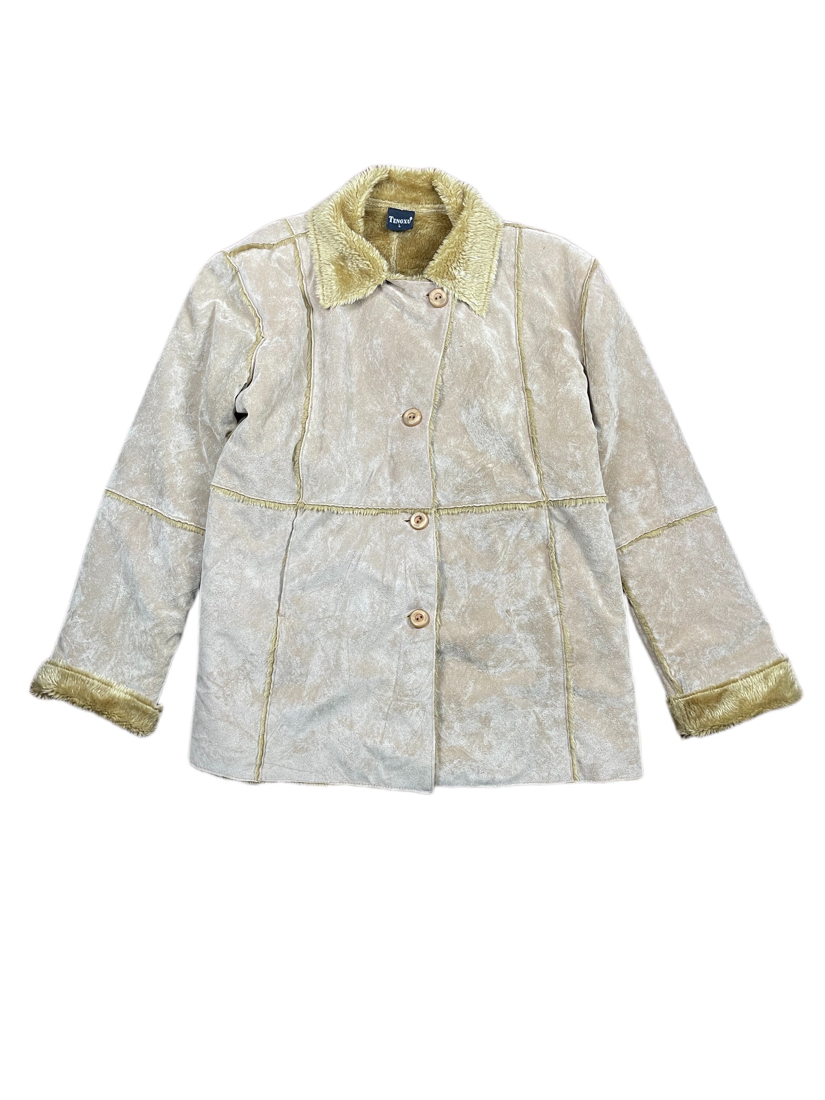 Y2k Tengxu Faux Fur Jacket Beige - L