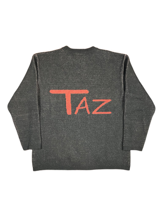 Vintage Tasmanian Devil 2002 Looney Tunes Chunky Knitted Sweatshirt Black - M/L