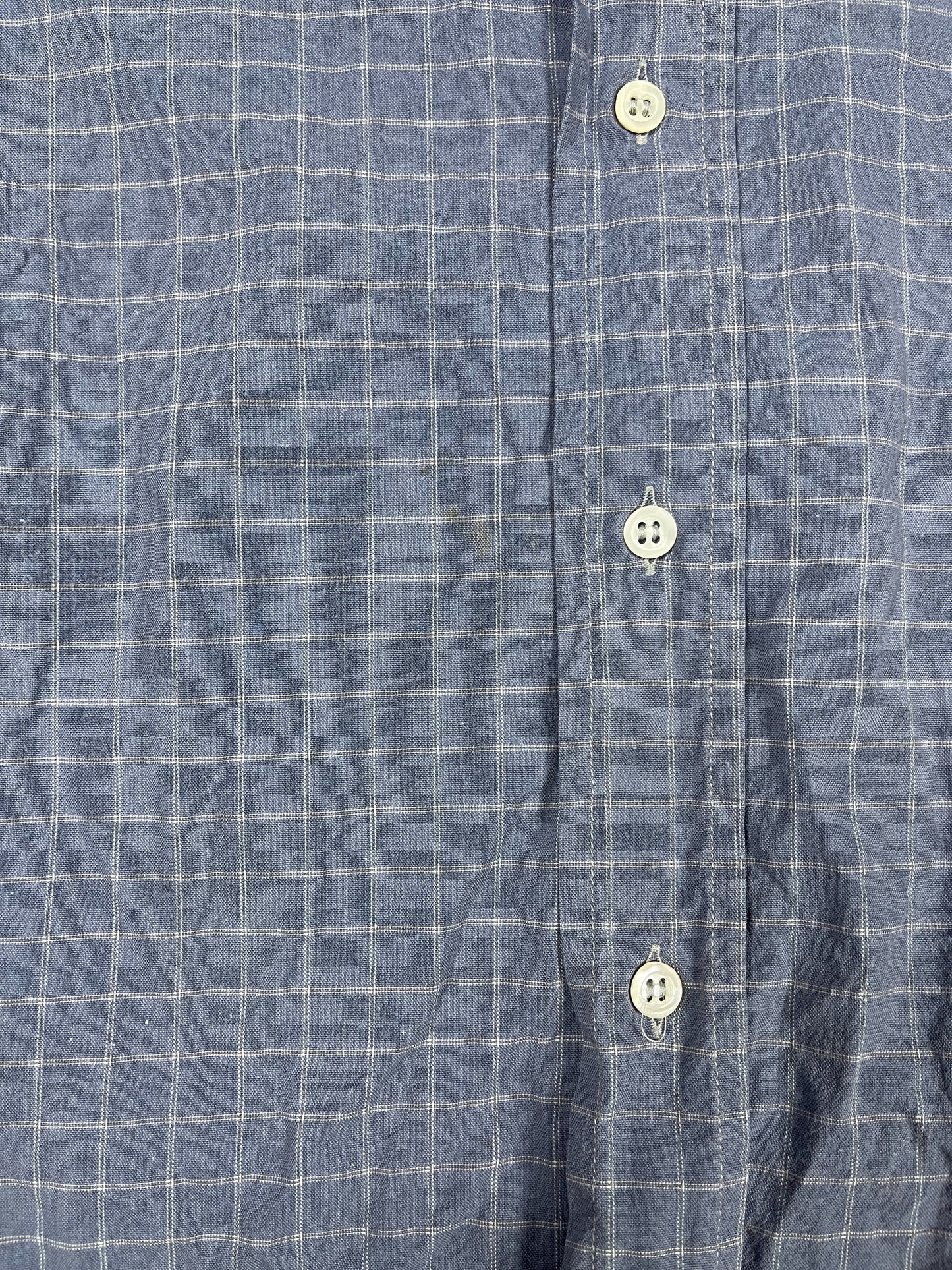 Vintage Valentino Uomo Long Selve Shirt Chekered Blue - L