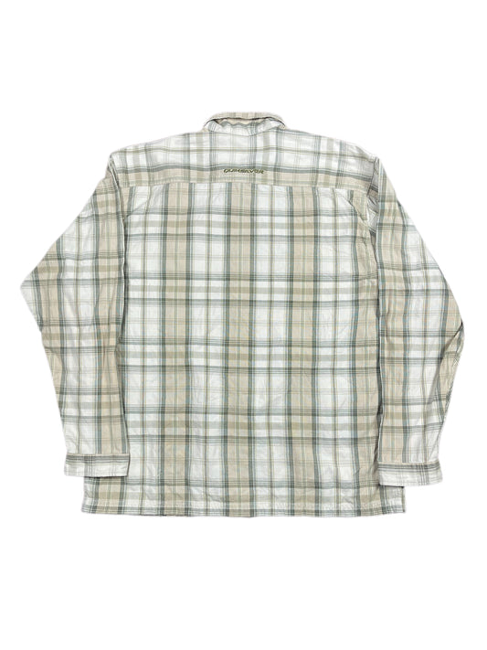 Y2k Quicksilver Long Sleeve Shirt Checkered Cream Beige - S