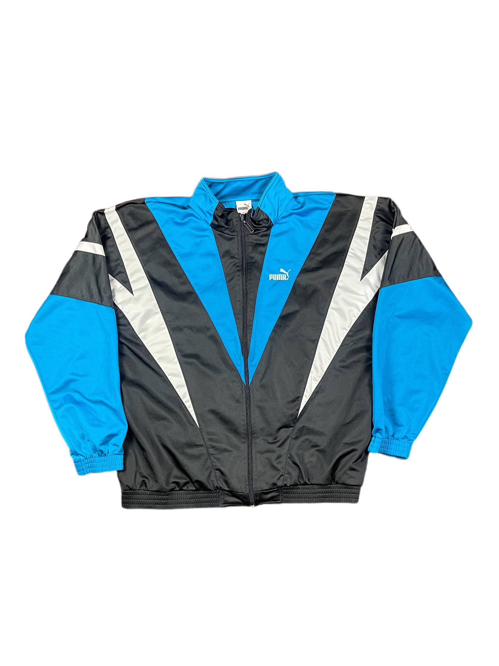 Vintage 90´s Puma Zip Sport Jacket Black Blue - L