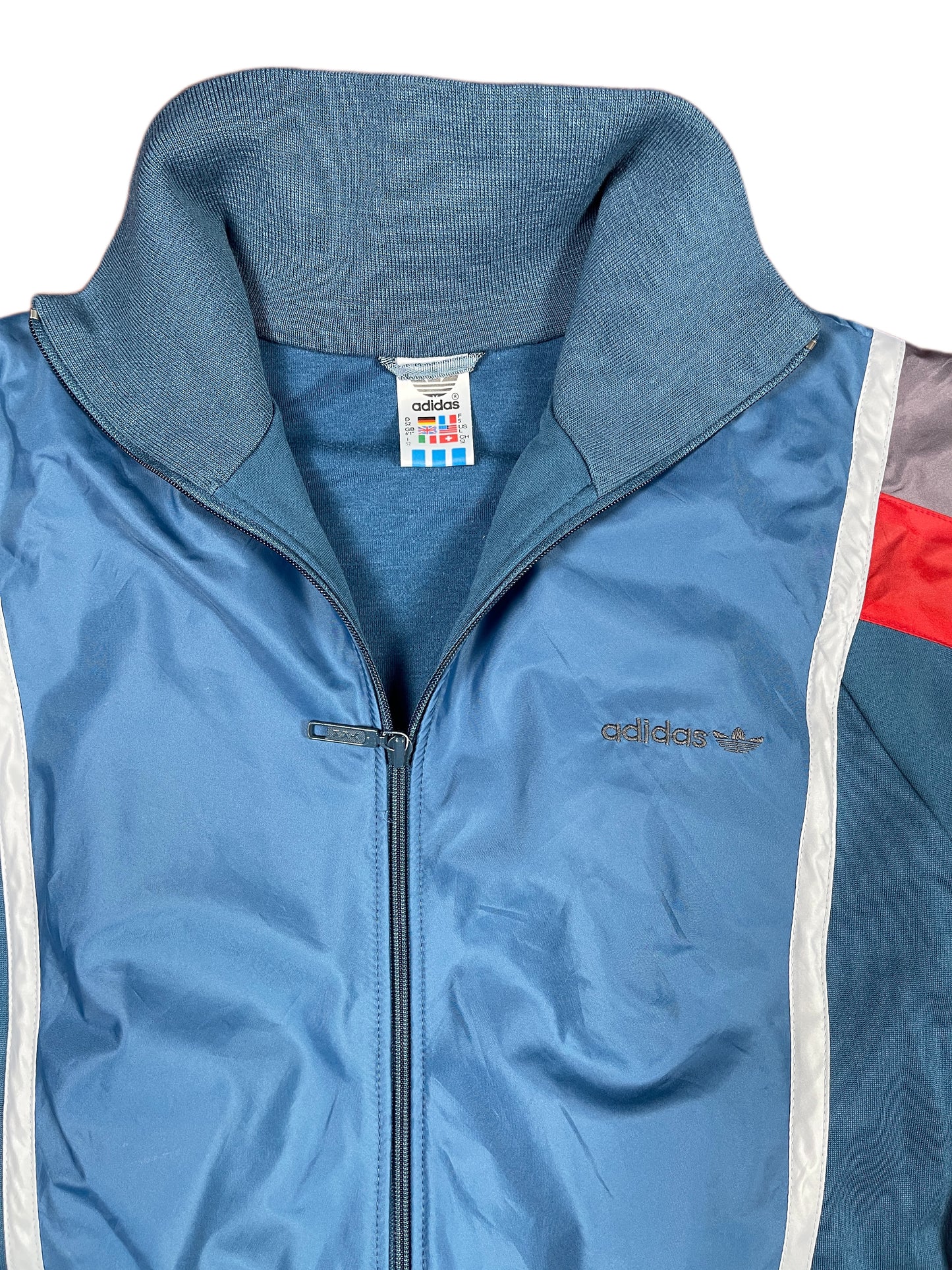 Vintage 80s Adidas Sport Jacket Blue Red - L