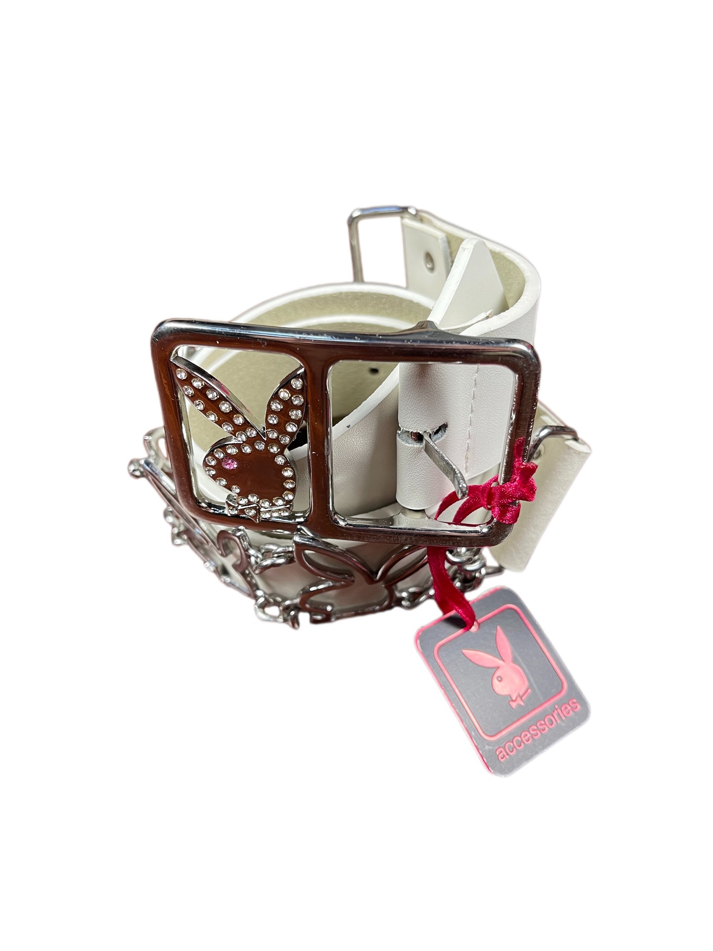 Y2k Playboy Leather Plug Belt White 2004