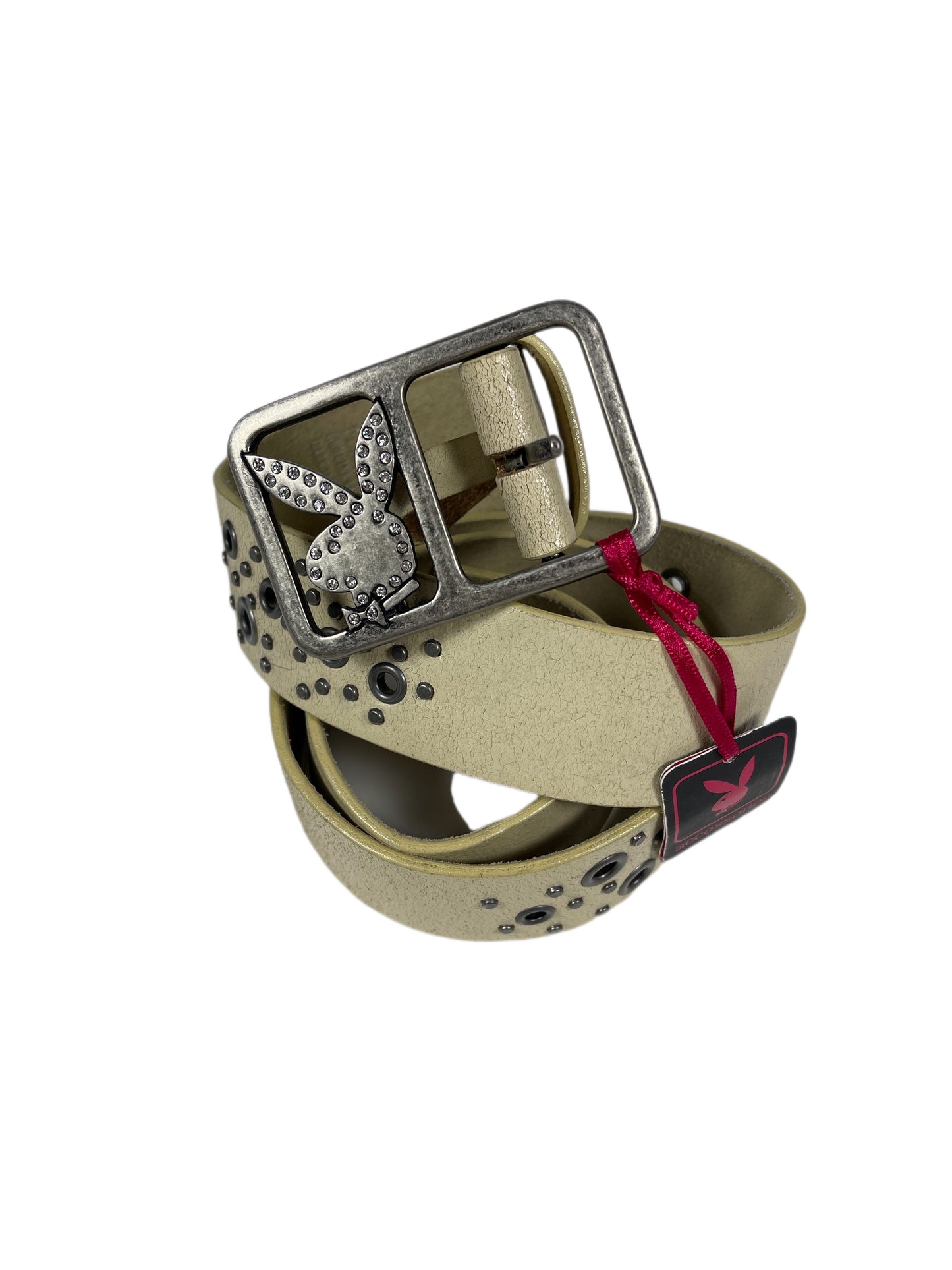 Y2k Playboy Leather Belt Creme 2004