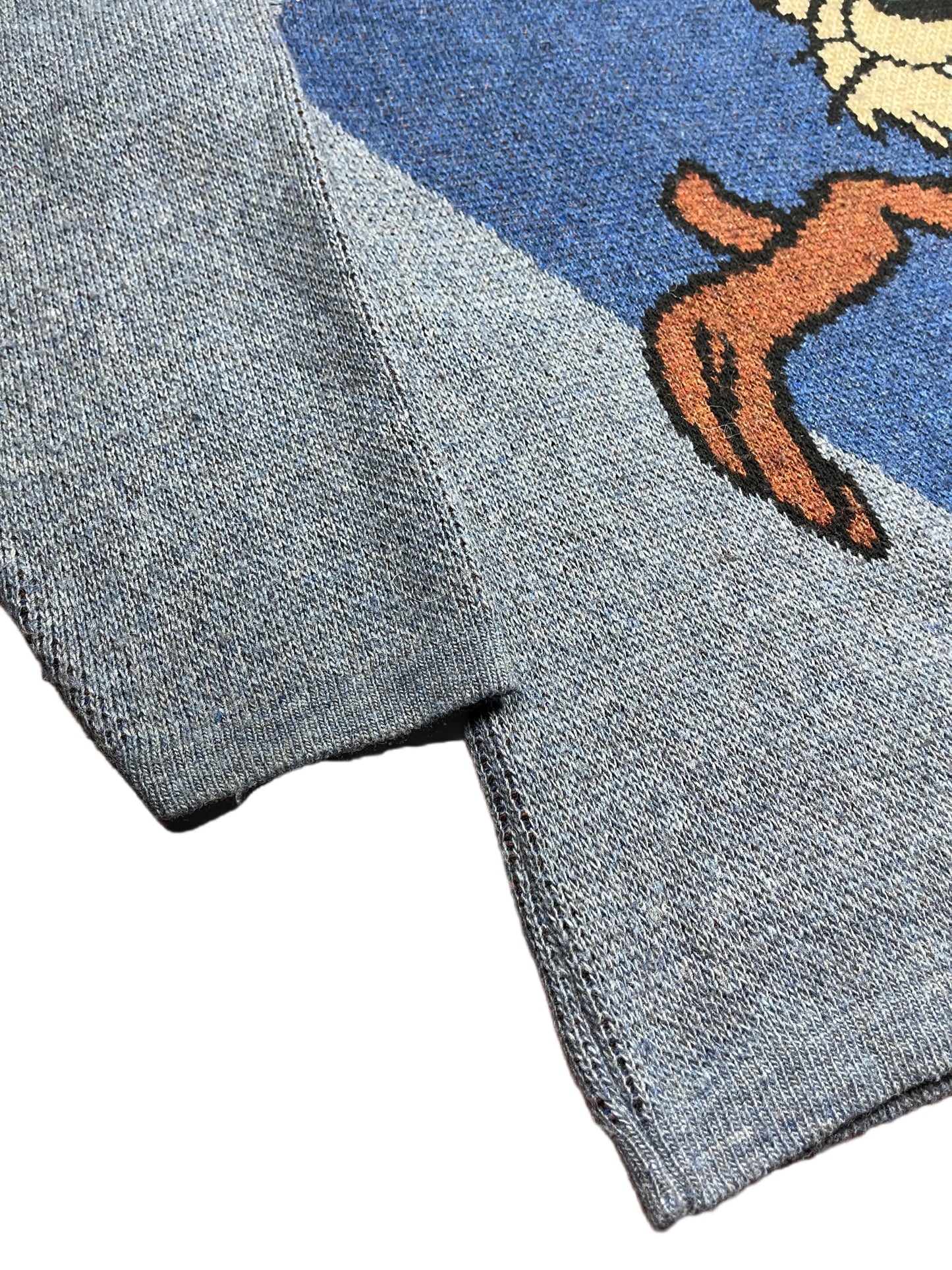 Vintage Looney Tunes 2004 Warner Bros Chunky Knitted Sweatshirt Blue Brown - L
