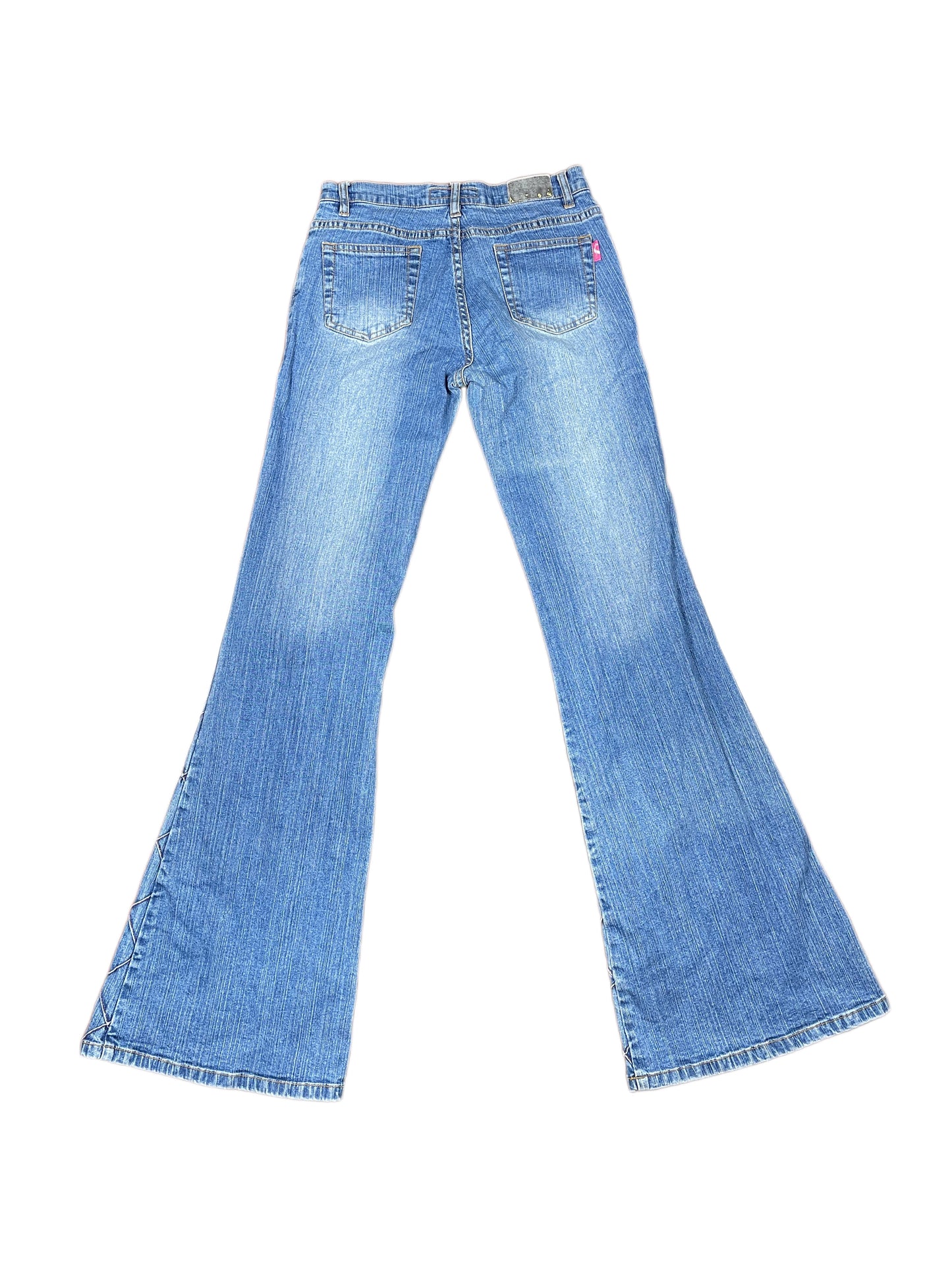 Y2k Chitton Low Waist Flared Denim Pants Blue - M