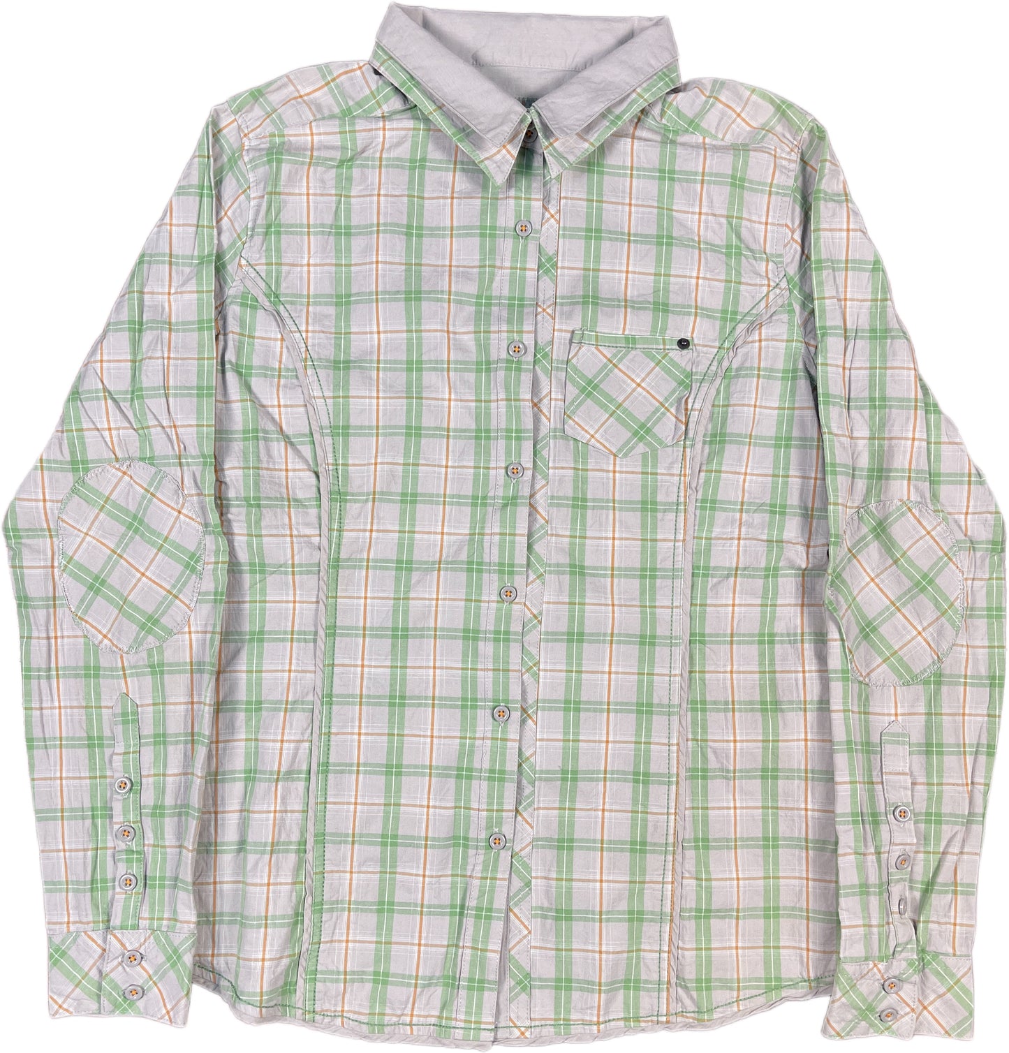 Y2K Wissmach Long Sleeve Shirt Green Squared Pattern Cotton Blend S
