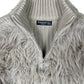 Stradivarius Knit Long Sleeve Fake Fur Zip Jacket Beige Gray - S