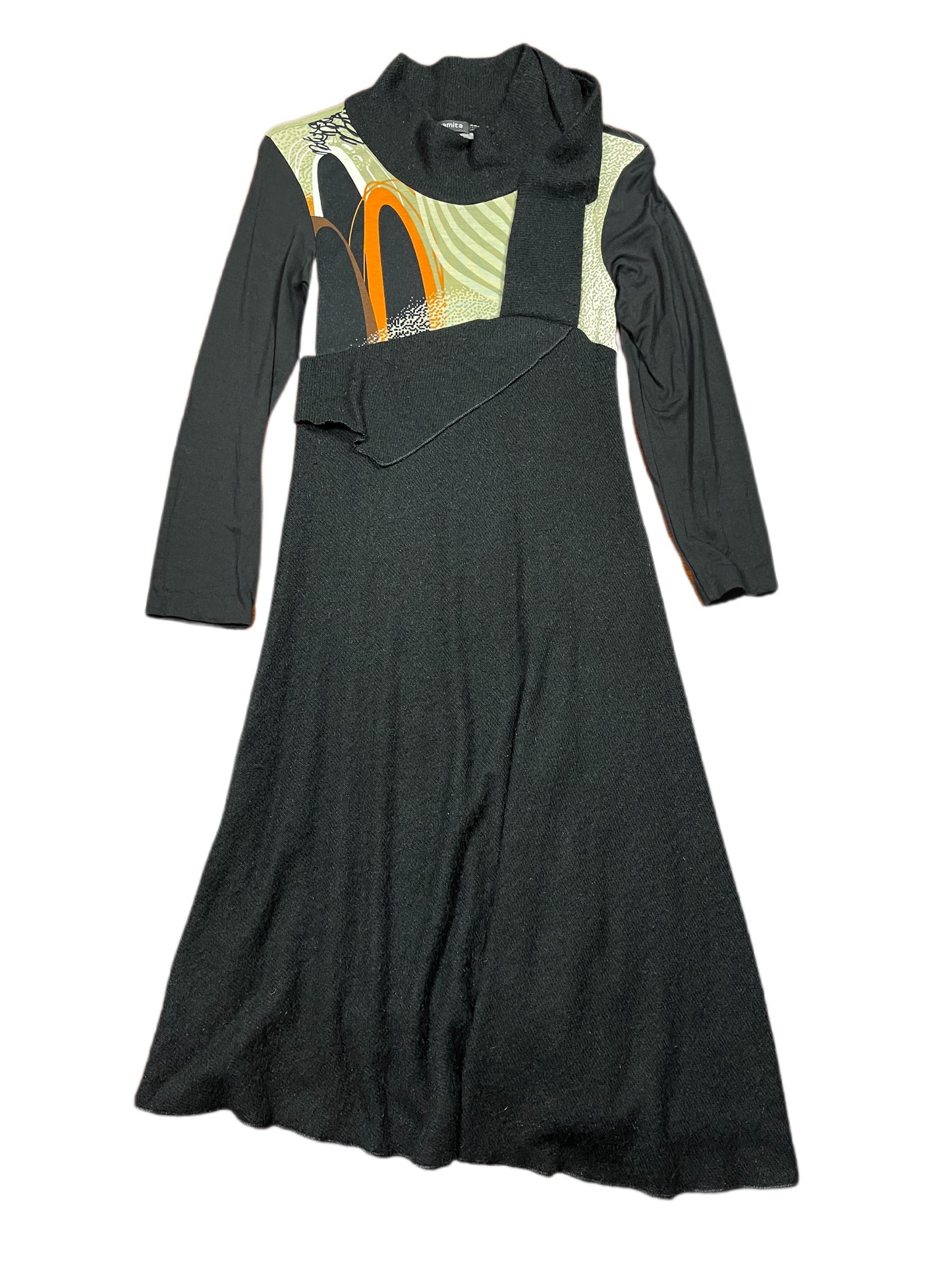 Y2k Paramita Long Sleeve Dress Black Multicolor - L