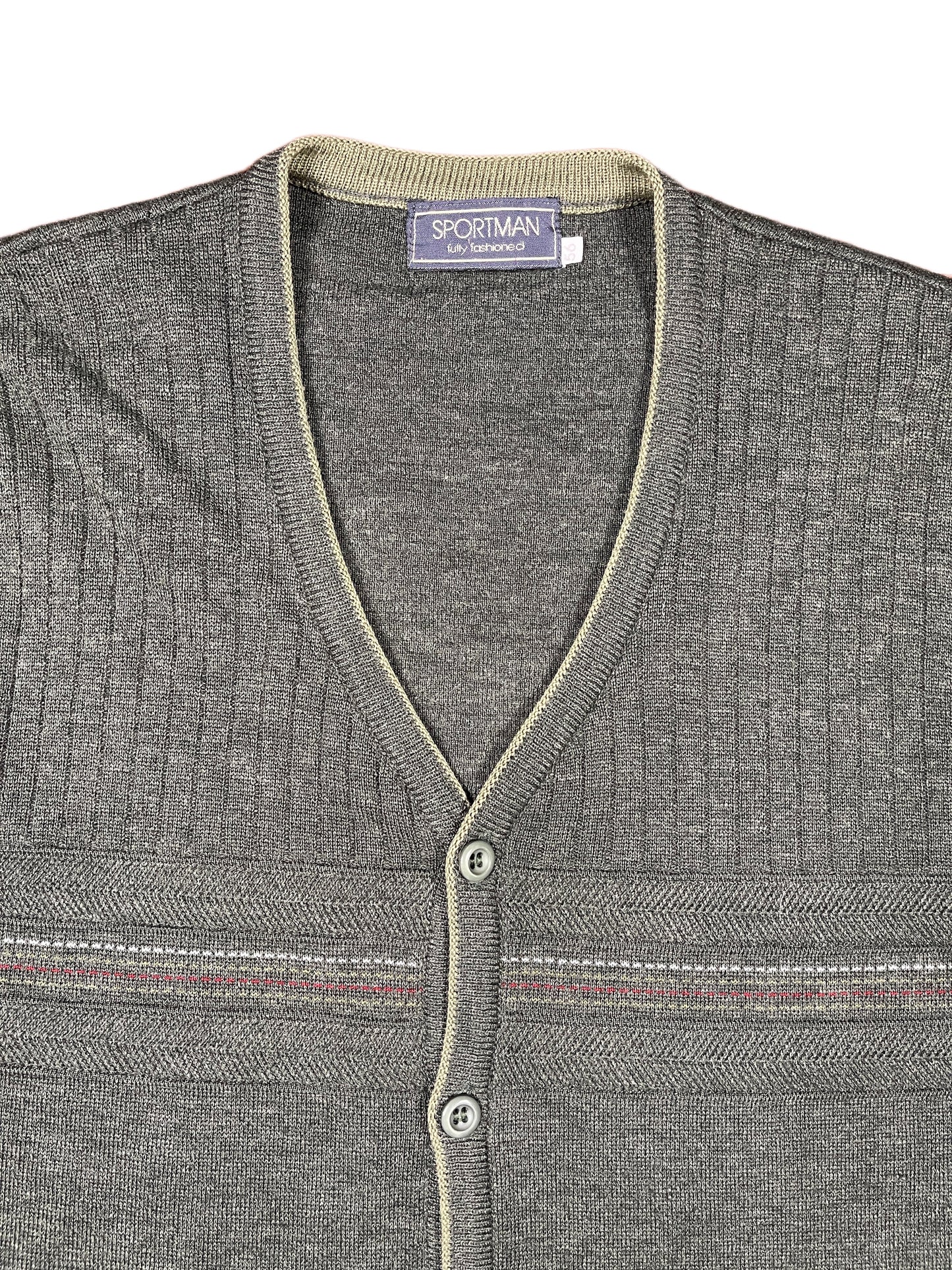 Vintage Sportman Knitted Vest Gray Green - XL