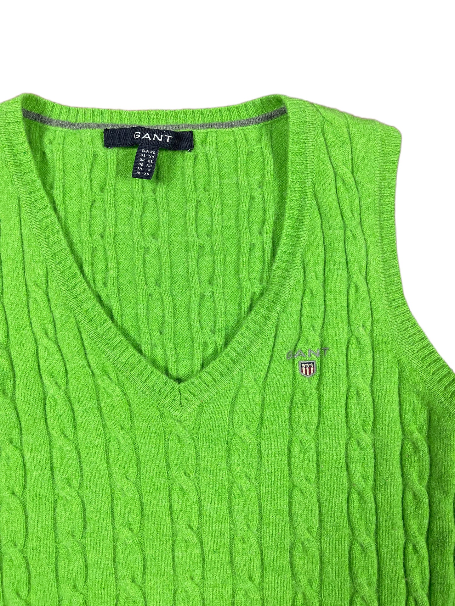 Gant Knitted Vest Sweater Green - XS