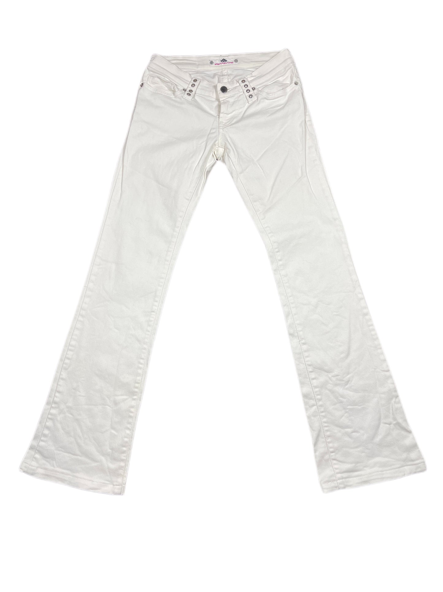 Y2k Fornarina 2000s Bootcut Low Waist Denim Pants White - S/M