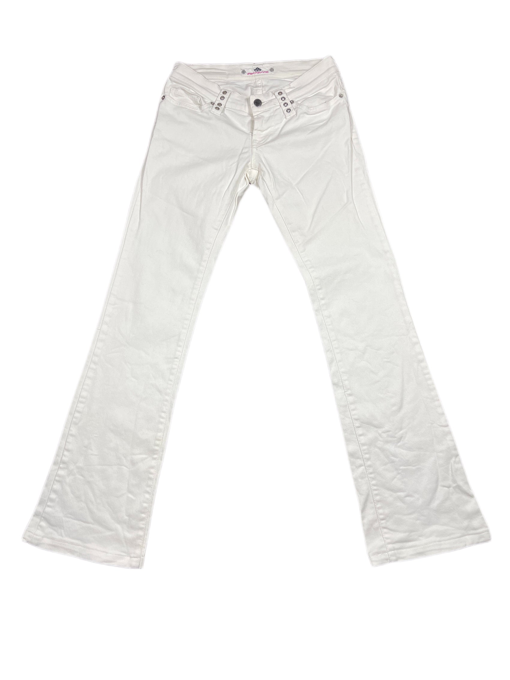 Y2k Fornarina 2000s Bootcut Low Waist Denim Pants White - S/M