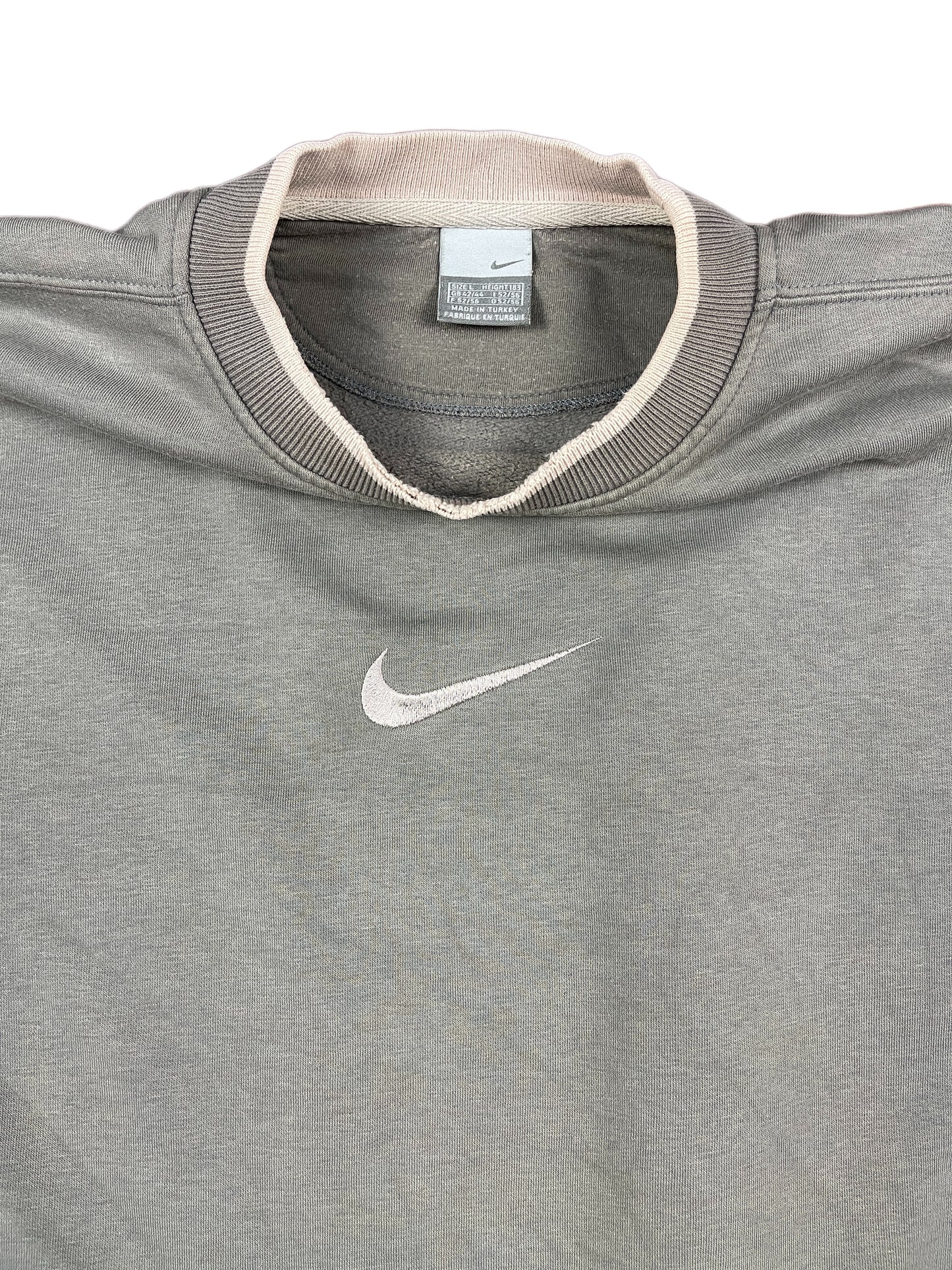Vintage 2000s Nike Sweatshirt Middle Swoosh Gray - L