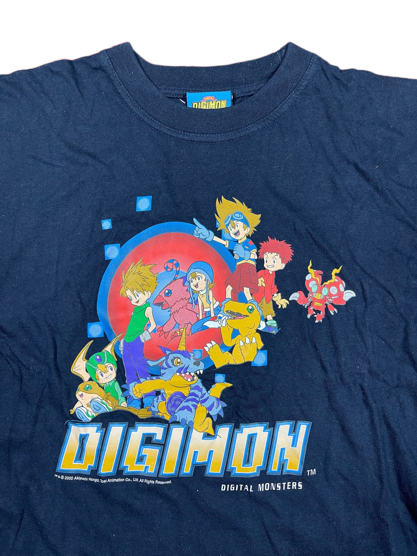 Vintage Digimon 2000 Baby Tee T-Shirt Navy - XS