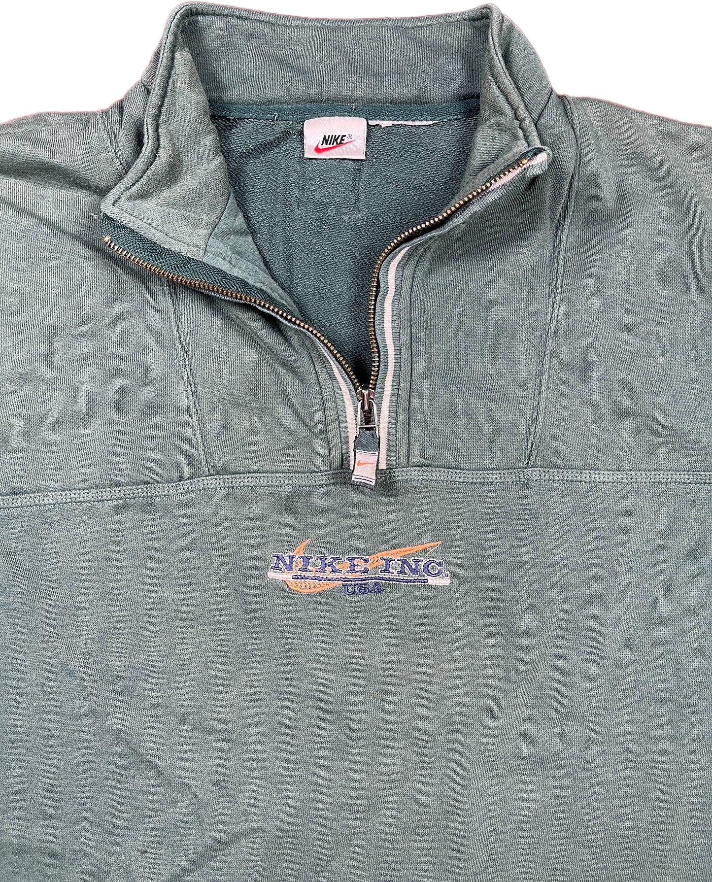 Vintage Nike Zip Sweatshirt Green Cotton XL