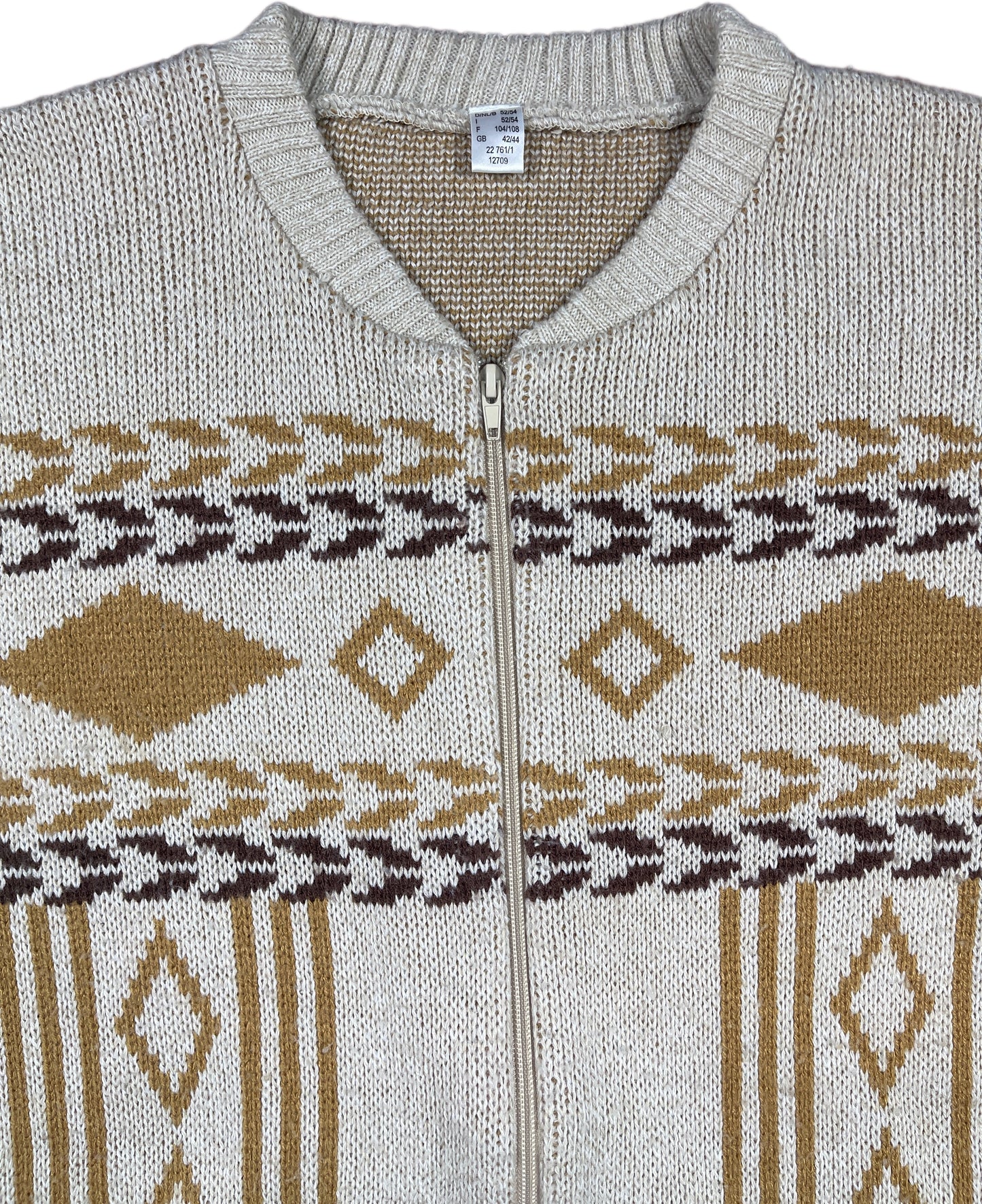 Vintage Knitted Sweatshirt Cream Acrylic L/XL