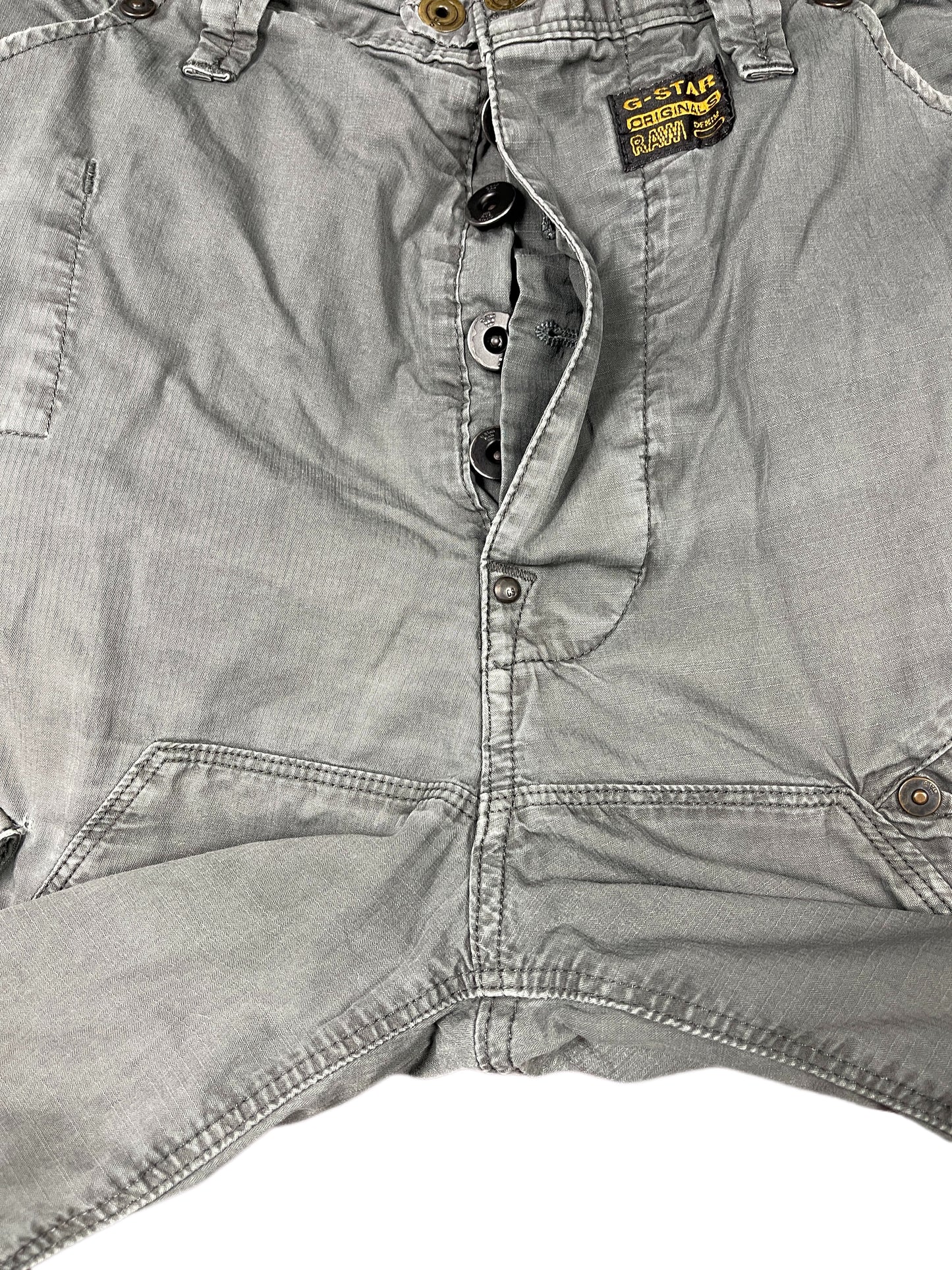 Y2k 2000s G-Star Raw Capri Cargo Pants Khaki Gray - M
