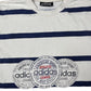 Vintage 90s Adidas Athletic League T-Shirt Striped White Navy - S