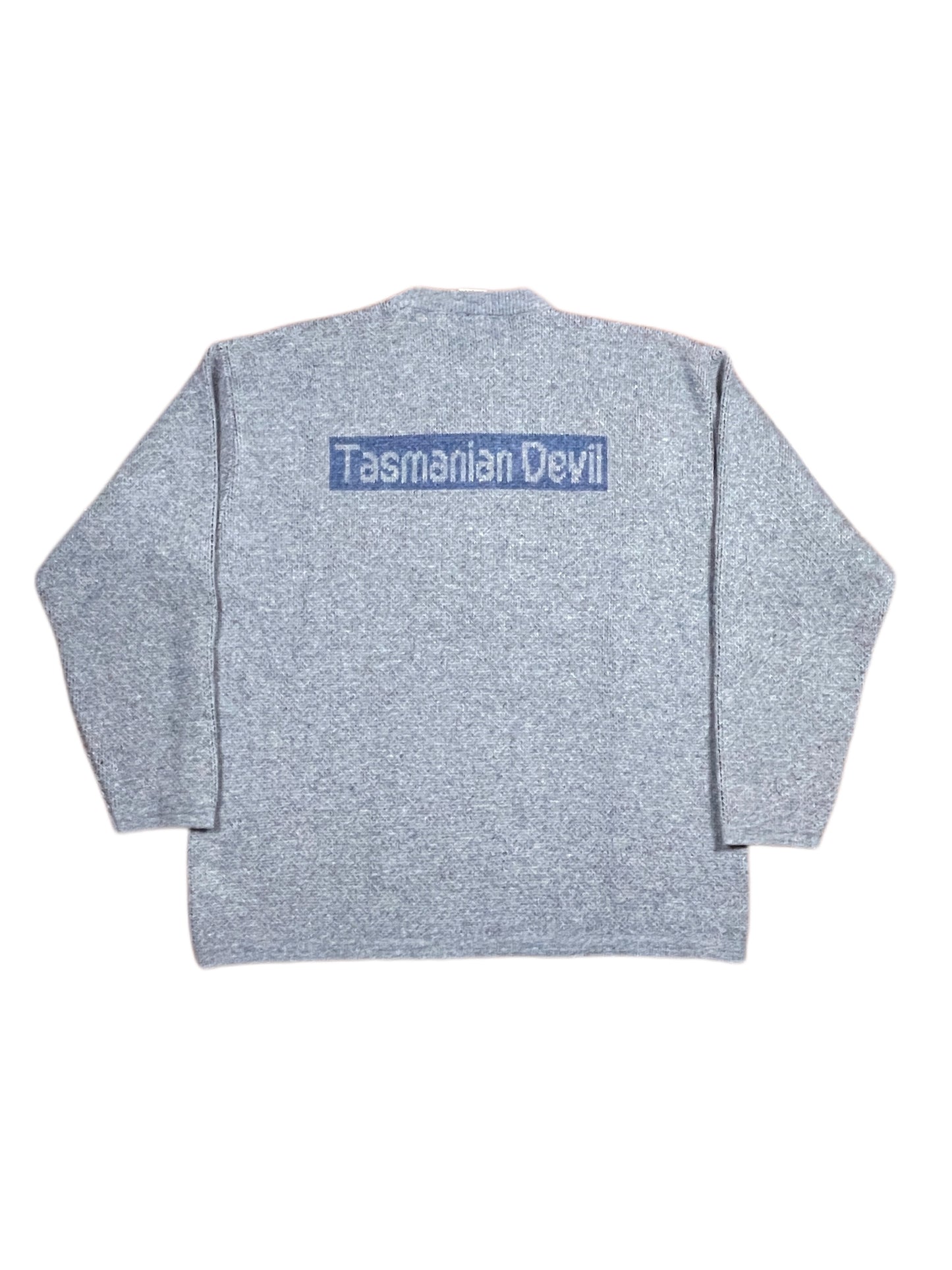 Vintage Looney Tunes 2004 Warner Bros Chunky Knitted Sweatshirt Blue Brown - L