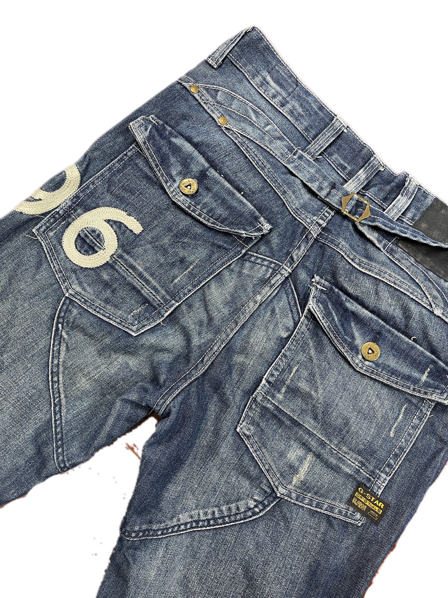 Y2k G-Star Raw Low Waist Bootcut Denim Pants Blue - L