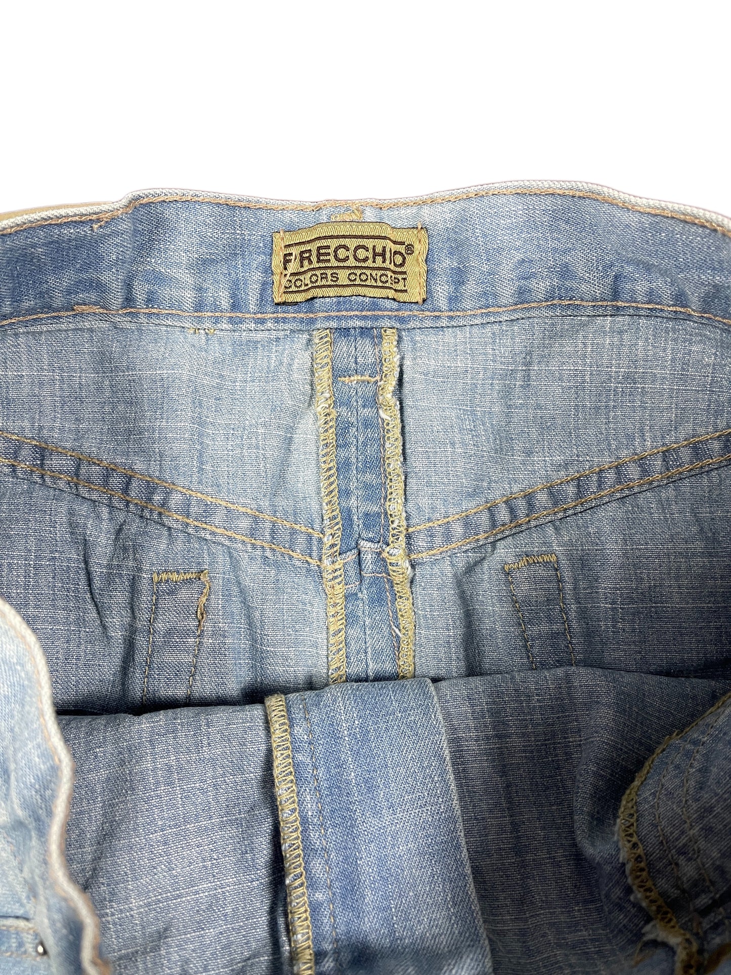 Y2k Precchio Denim Skirt Blue White - L