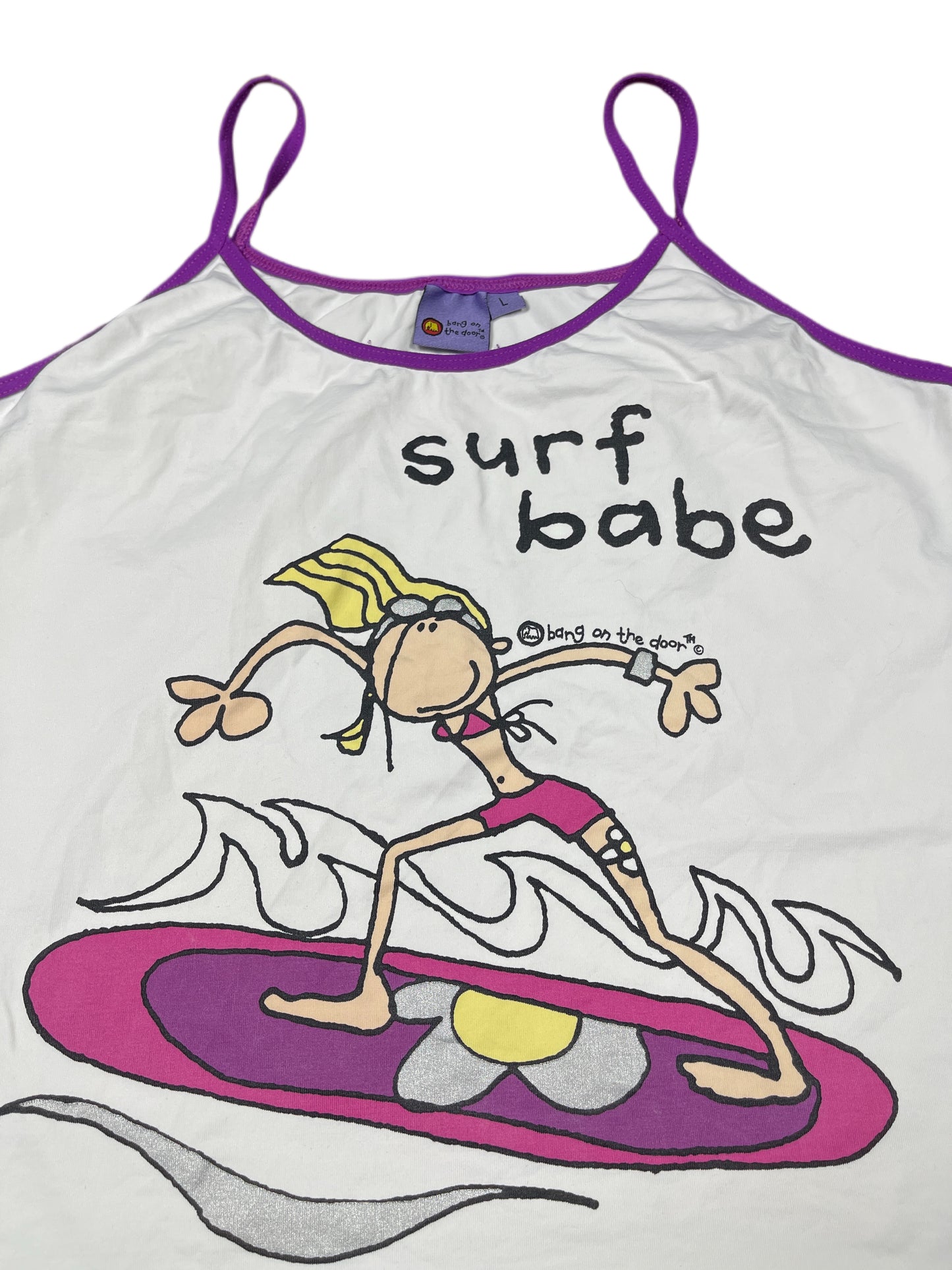 Y2k 2005 Bang on the Door Sleeveless Surf Top White Purple - L