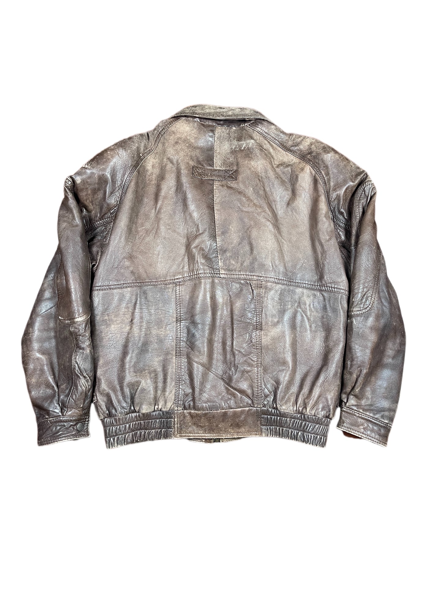 Vintage Aviator Leather Bomber Jacket Brown - M