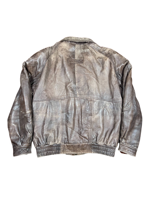 Vintage Aviator Leather Bomber Jacket Brown - M