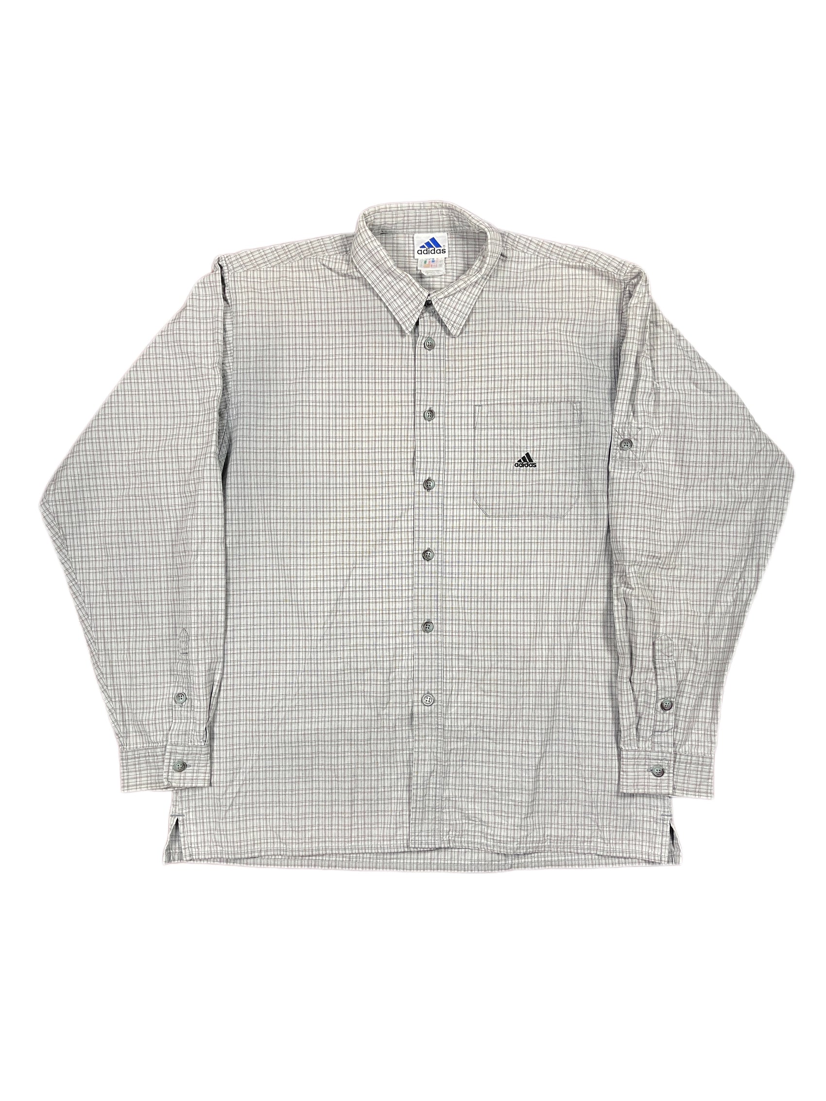 Vintage Adidas Long Sleeve Tracking Shirt Gray - L