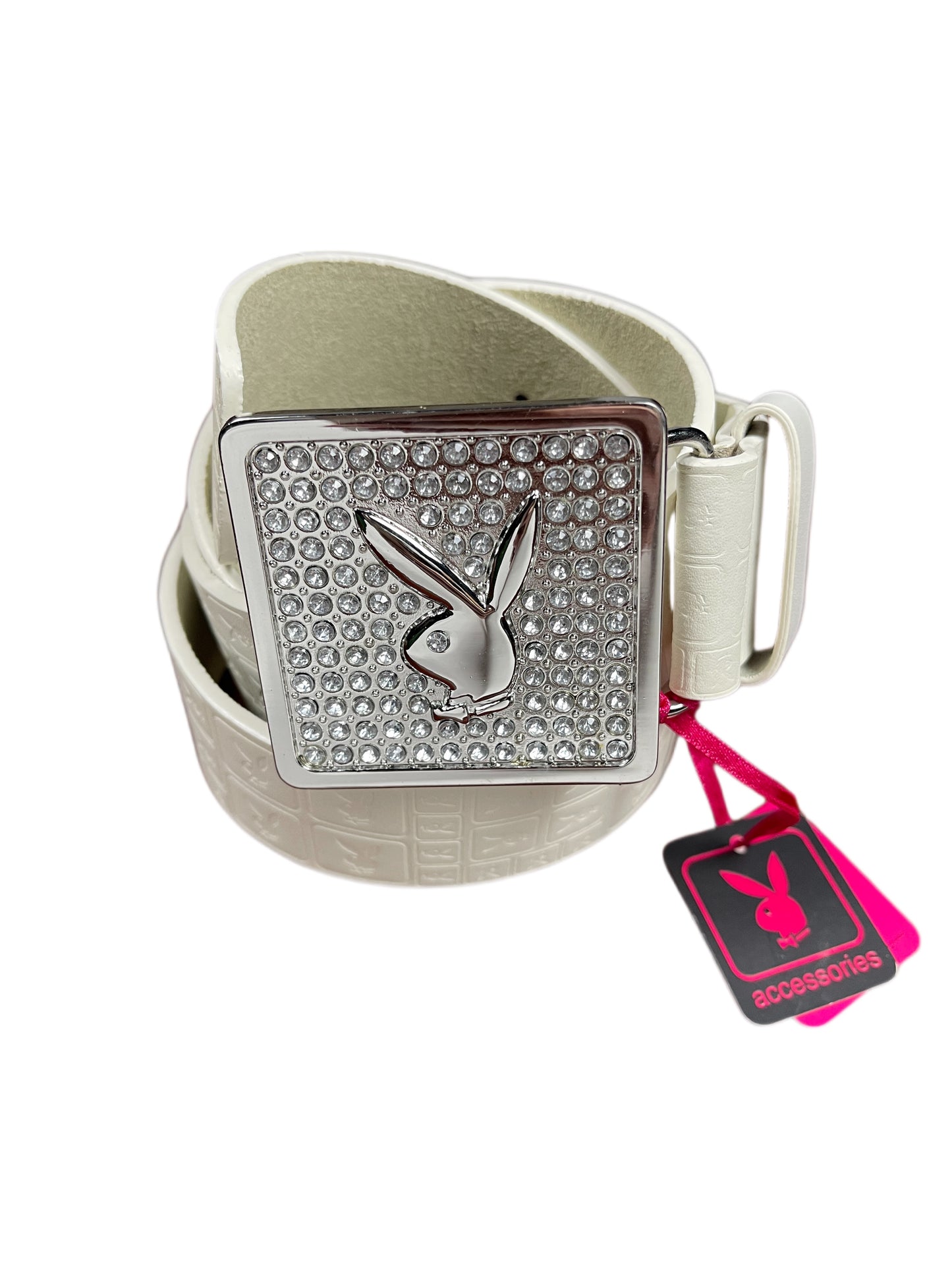 Y2k Playboy Leather Belt White 2004