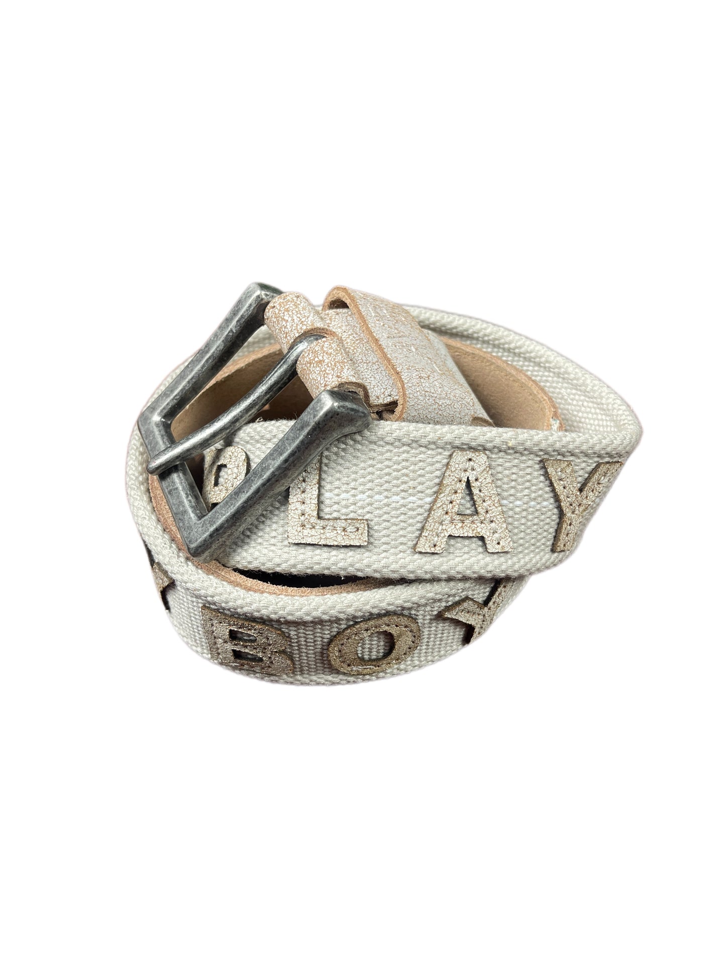 Y2k Playboy Leather Belt Cream Beige 2004