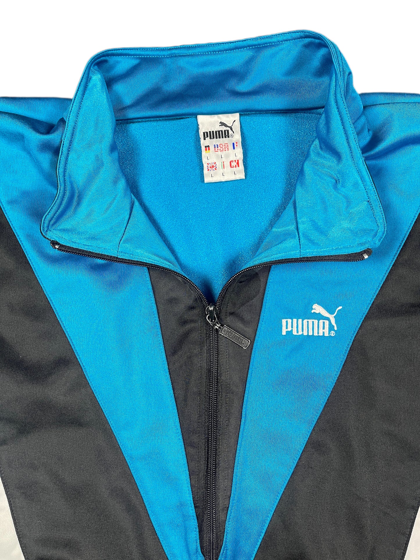 Vintage 90´s Puma Zip Sport Jacket Black Blue - L