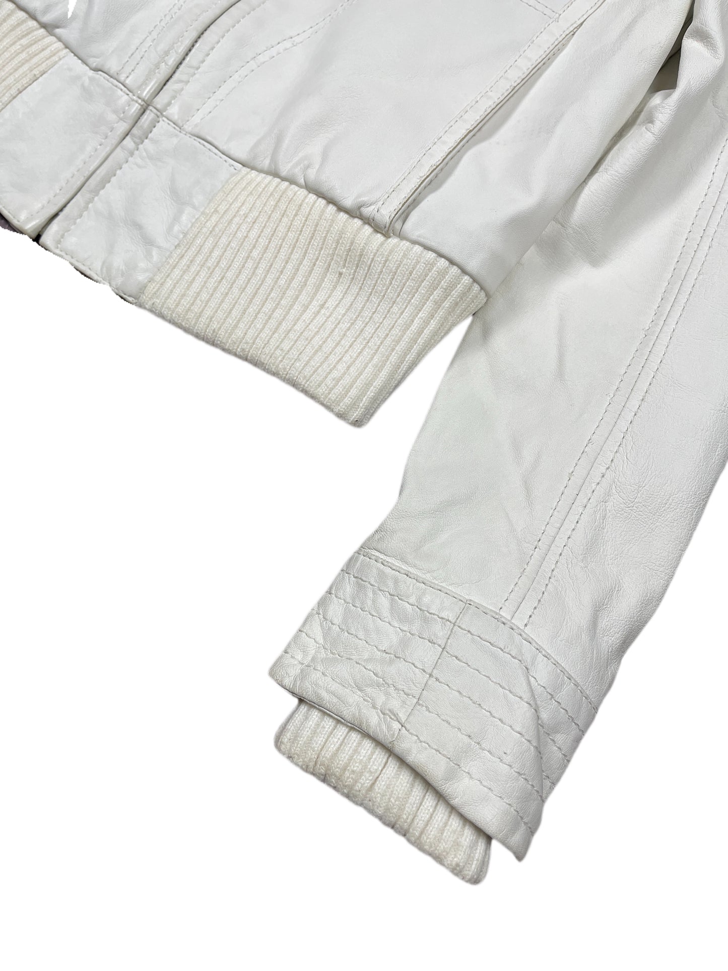 Y2k Mango Leather Jacket White - XS