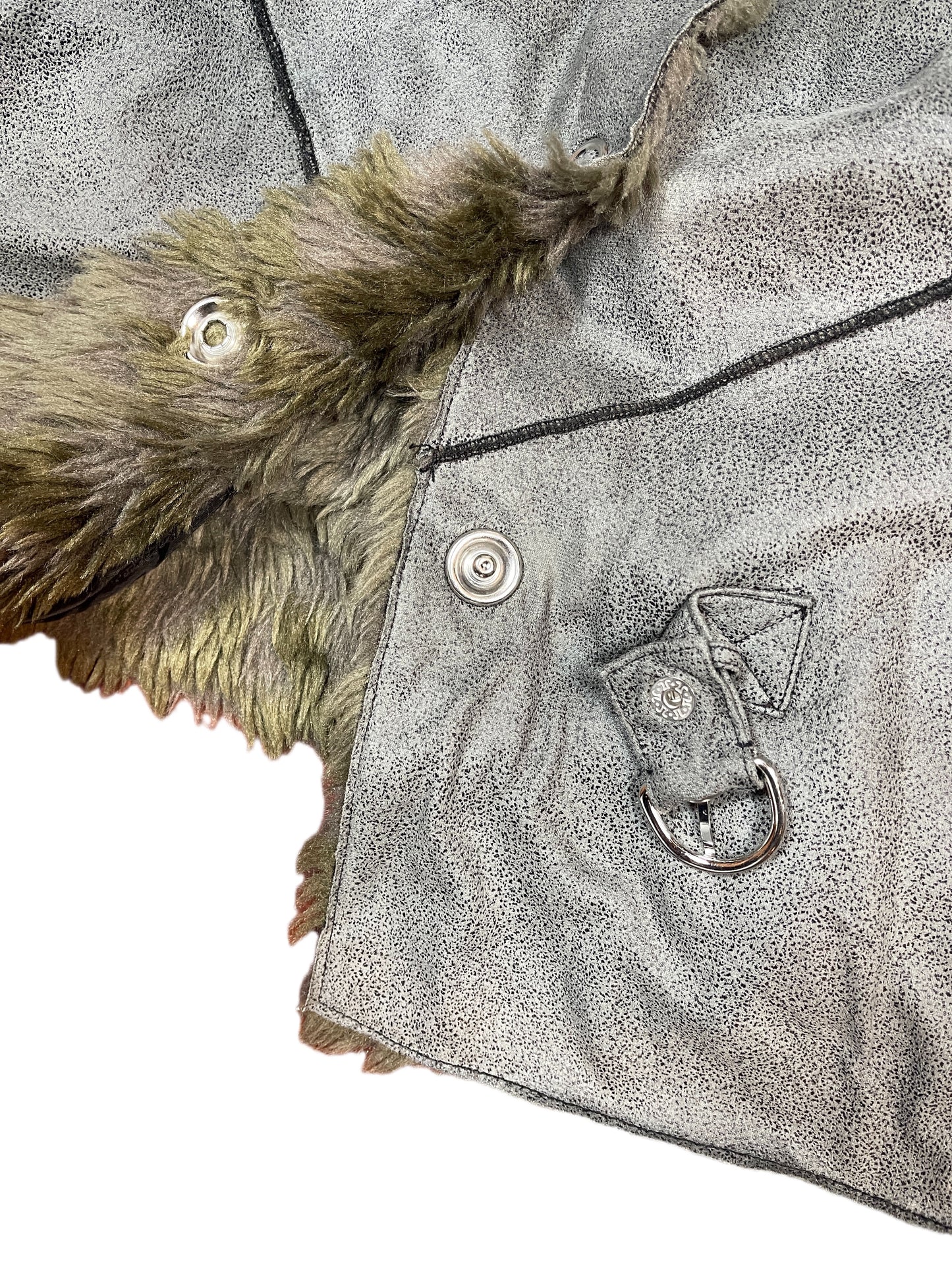 Y2k Easy Comfort Faux Fur Jacket Gray - XL