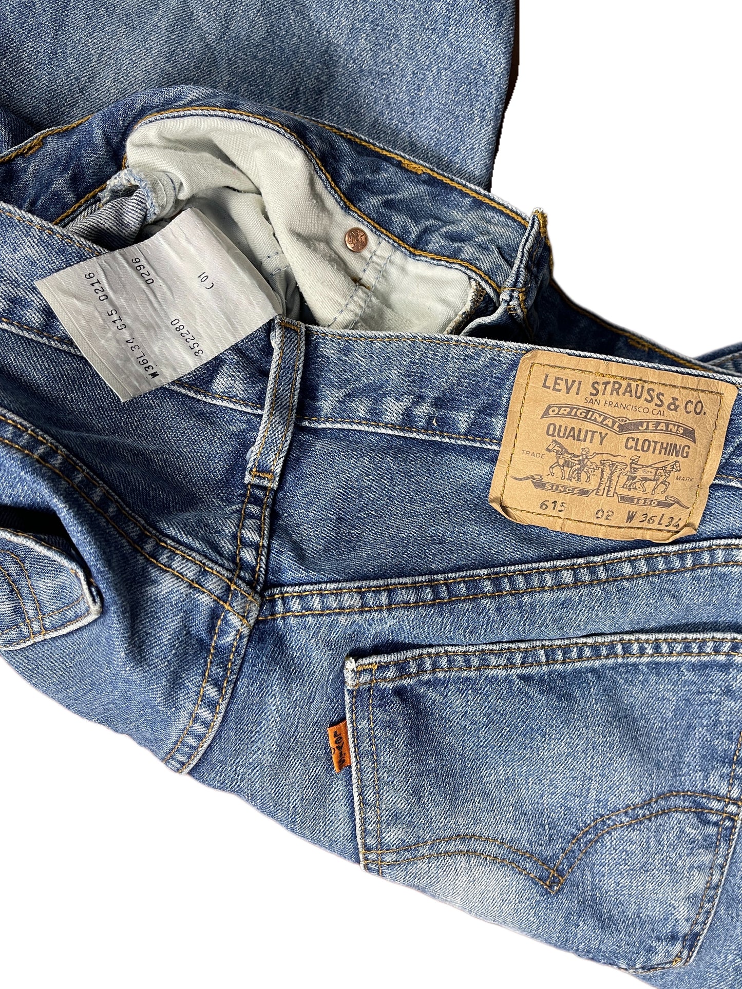 Vintage Levi's 615 Orange Tab Denim Pants Blue - XL