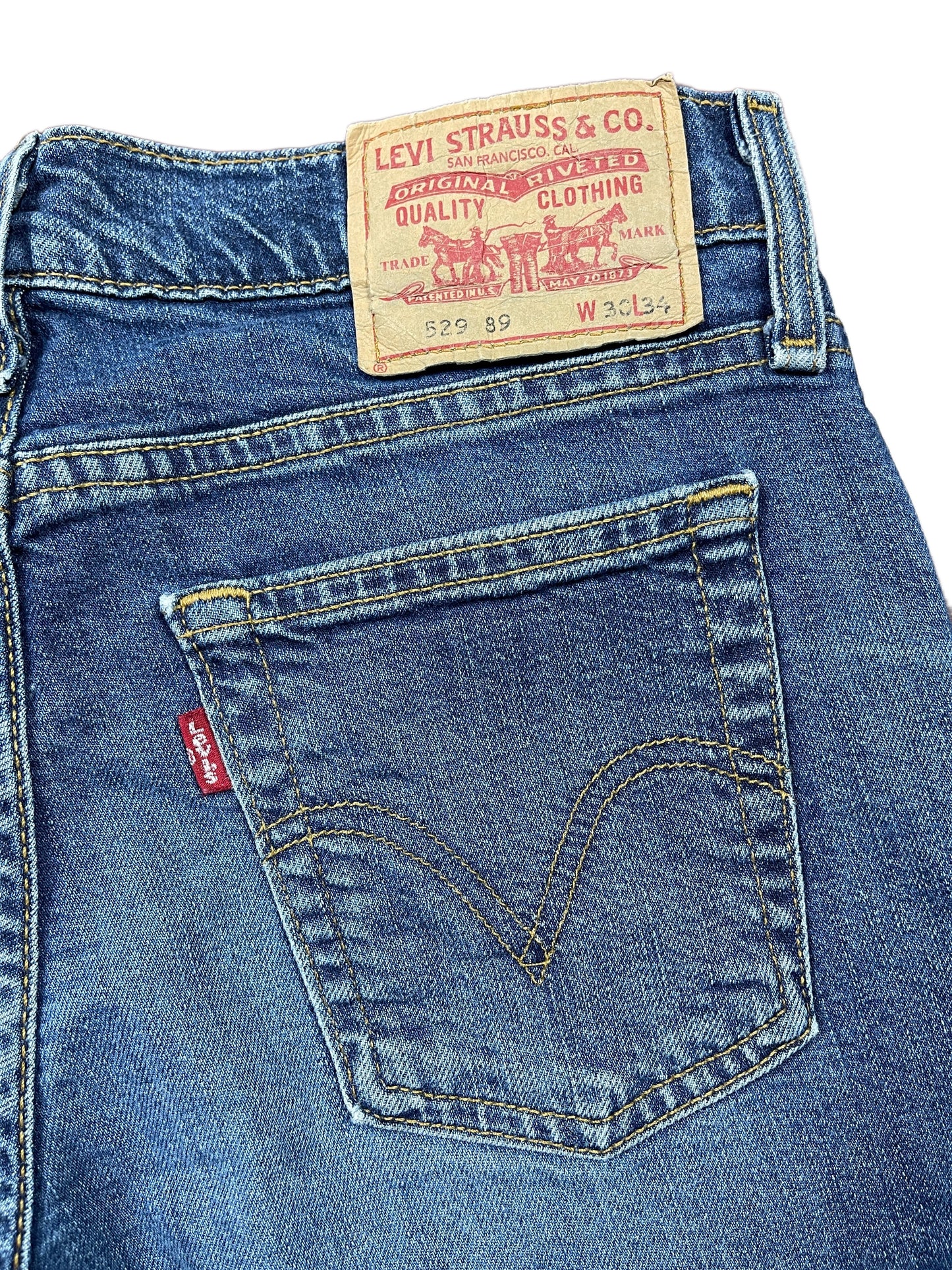 Vintage Levi's Low Waist Flared 529 Denim Pants Blue - L