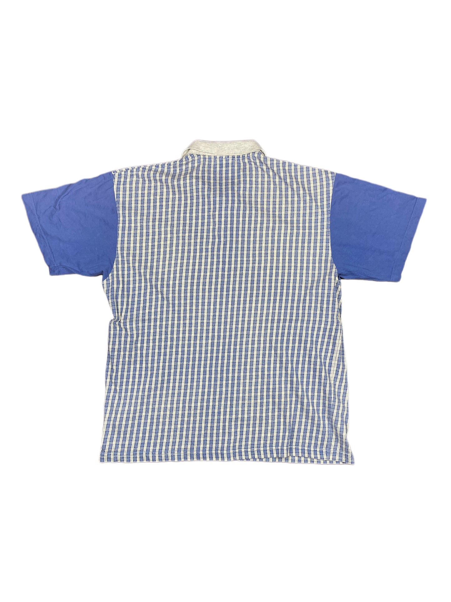 Y2k Reebok Polo Shirt Checkered Grey Blue - L