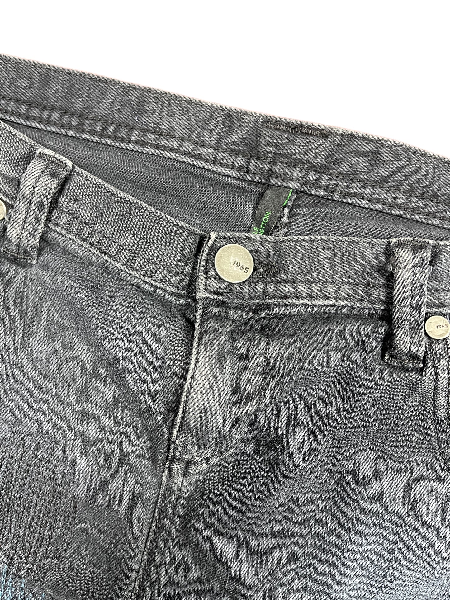 Benetton Mini Denim Skirt Black Gray XL