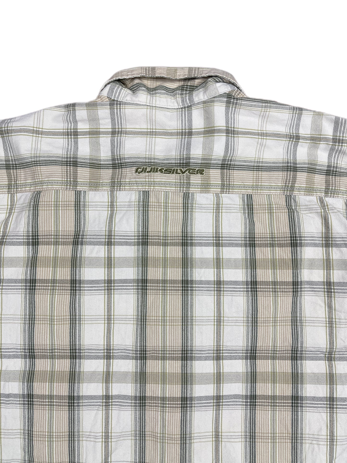 Y2k Quicksilver Long Sleeve Shirt Checkered Cream Beige - S