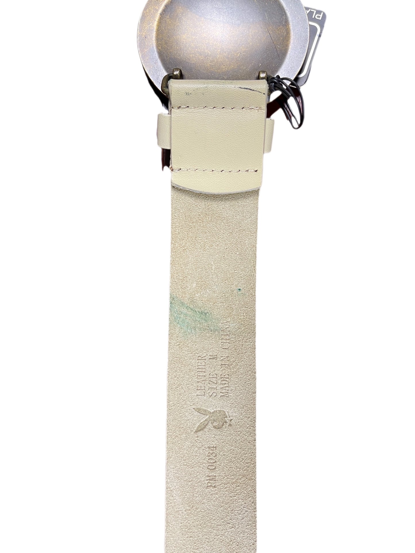 Y2k Playboy Leather Plug Belt Beige 2004