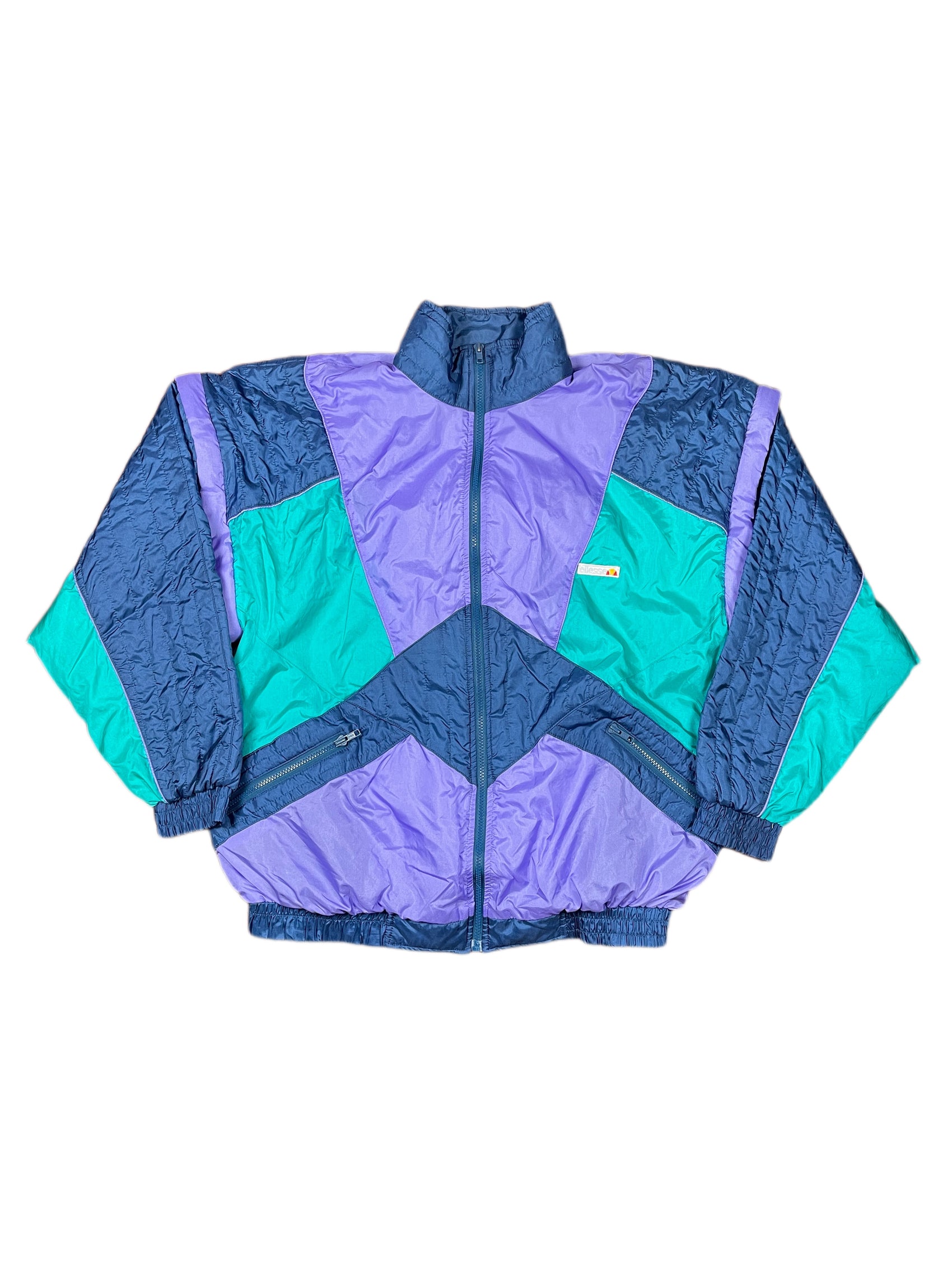 Vintage Ellesse Sport Jacket with Removable Sleeves Purple Navy - L