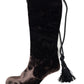 Y2k Victorio & Lucchino Knee High Velvet Brown Boots - 36