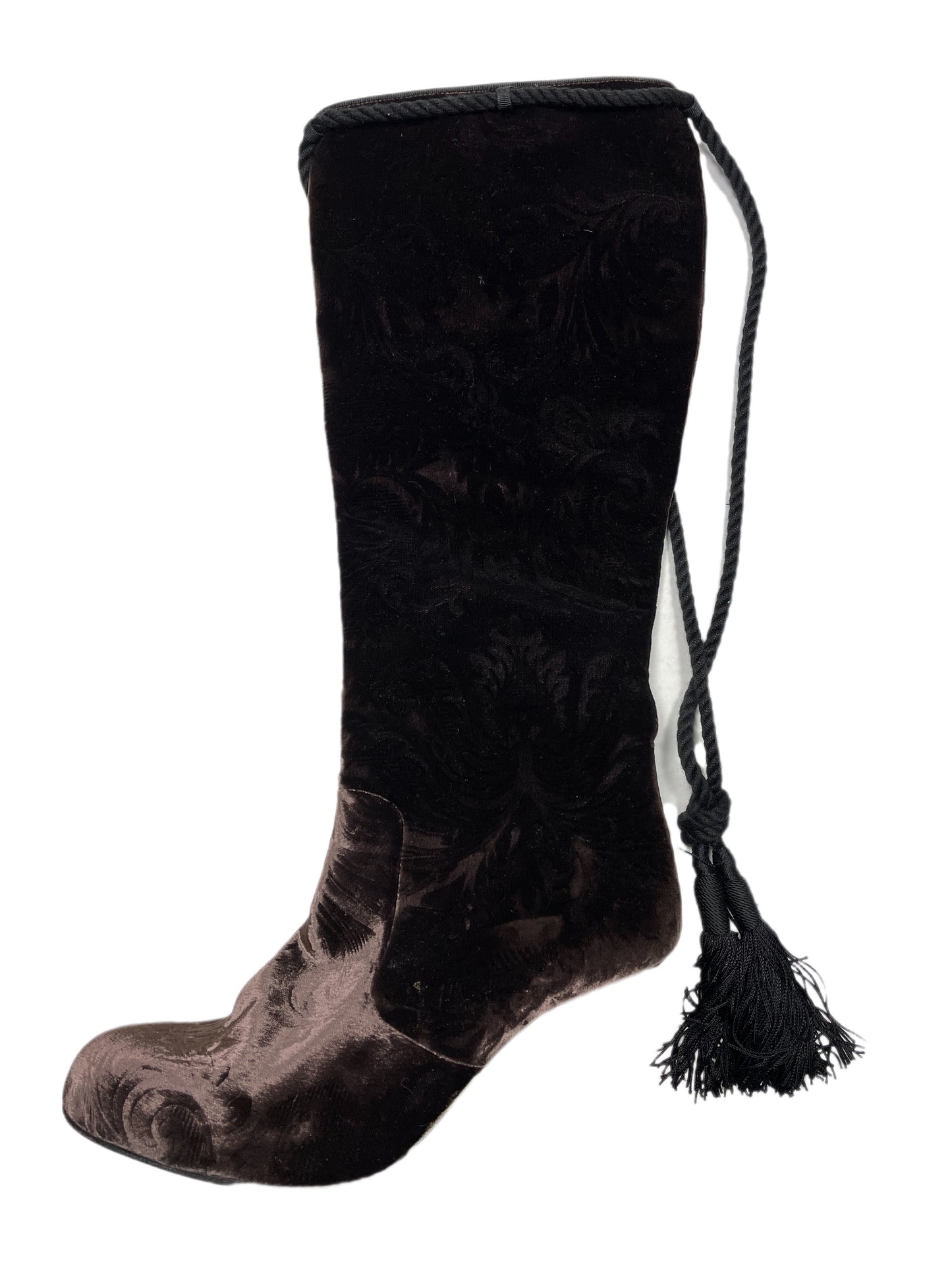 Y2k Victorio & Lucchino Knee High Velvet Brown Boots - 36