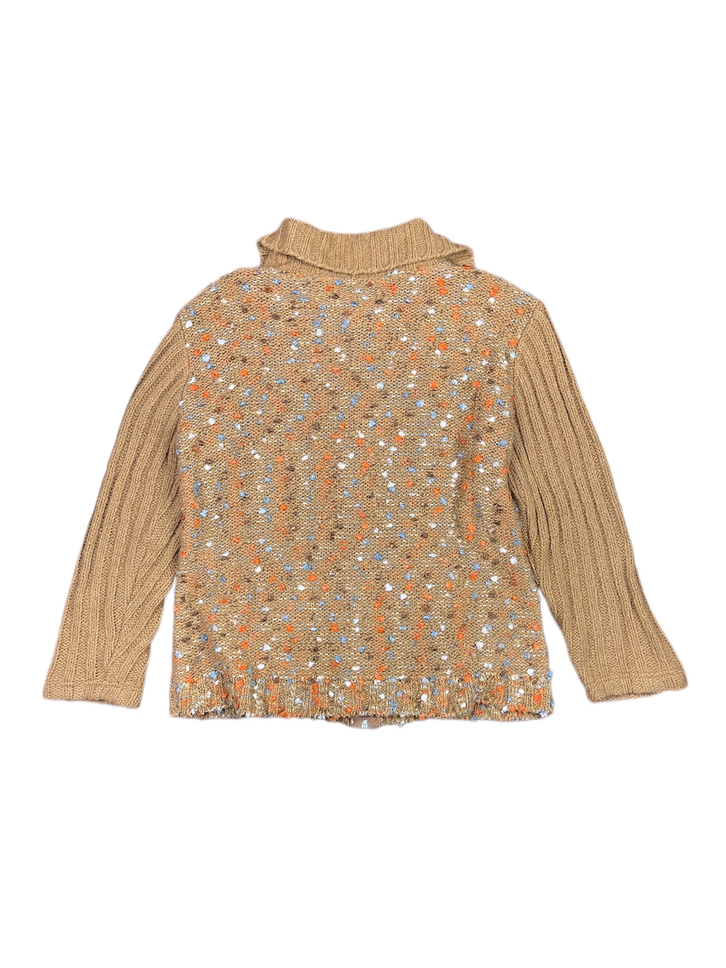 Vintage Turtleneck Knitted Zip Sweatshirt Brown Orange - L/XL