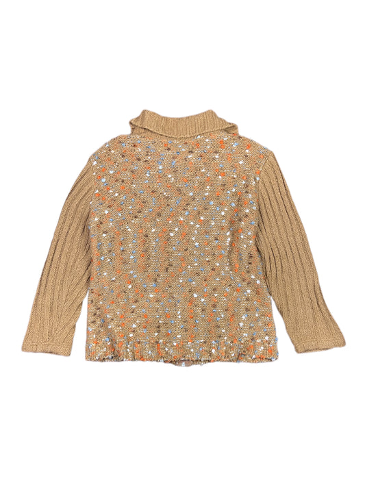 Vintage Turtleneck Knitted Zip Sweatshirt Brown Orange - L/XL