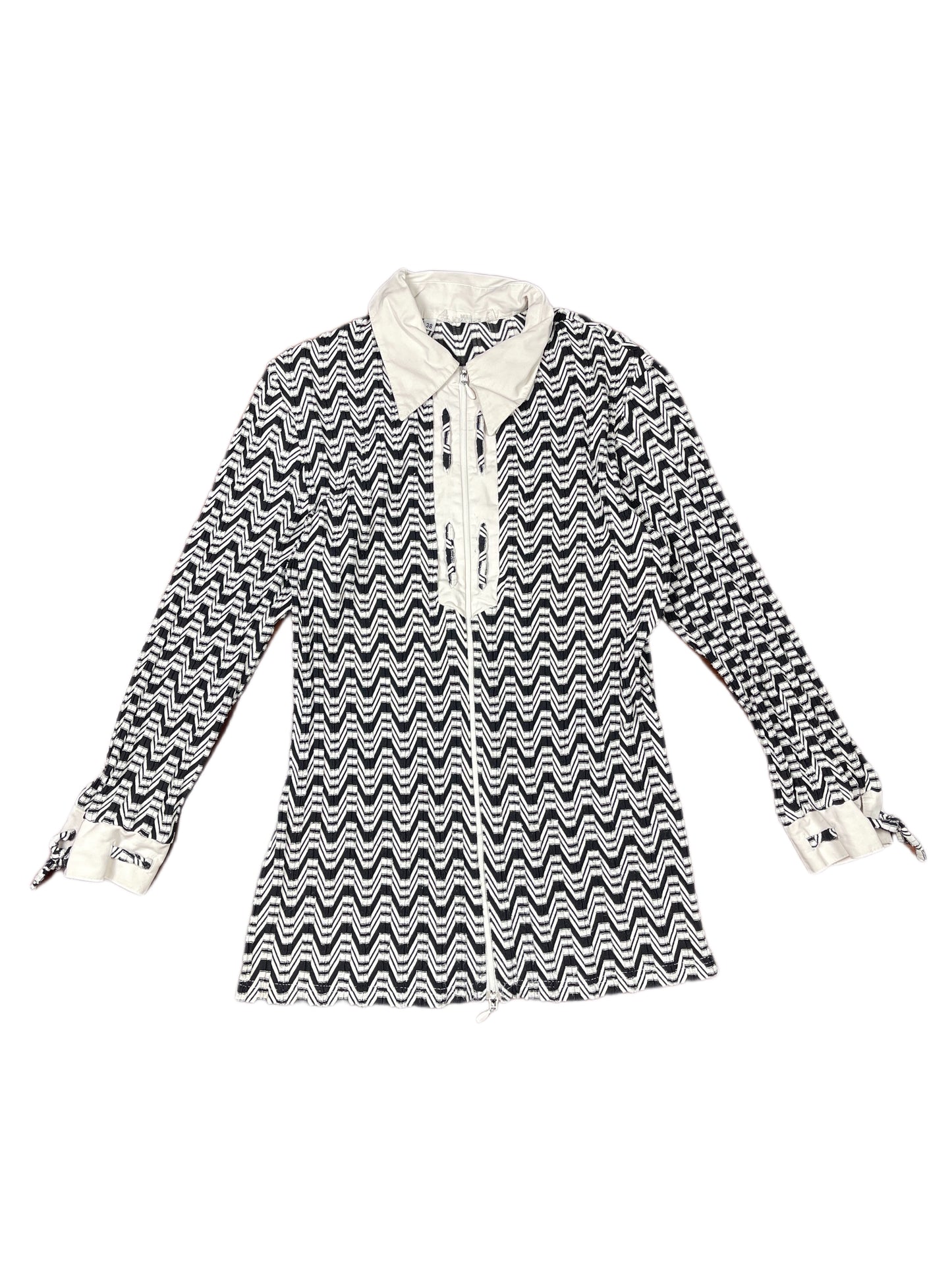Vintage Rayure Long Sleeve Top Black White - M
