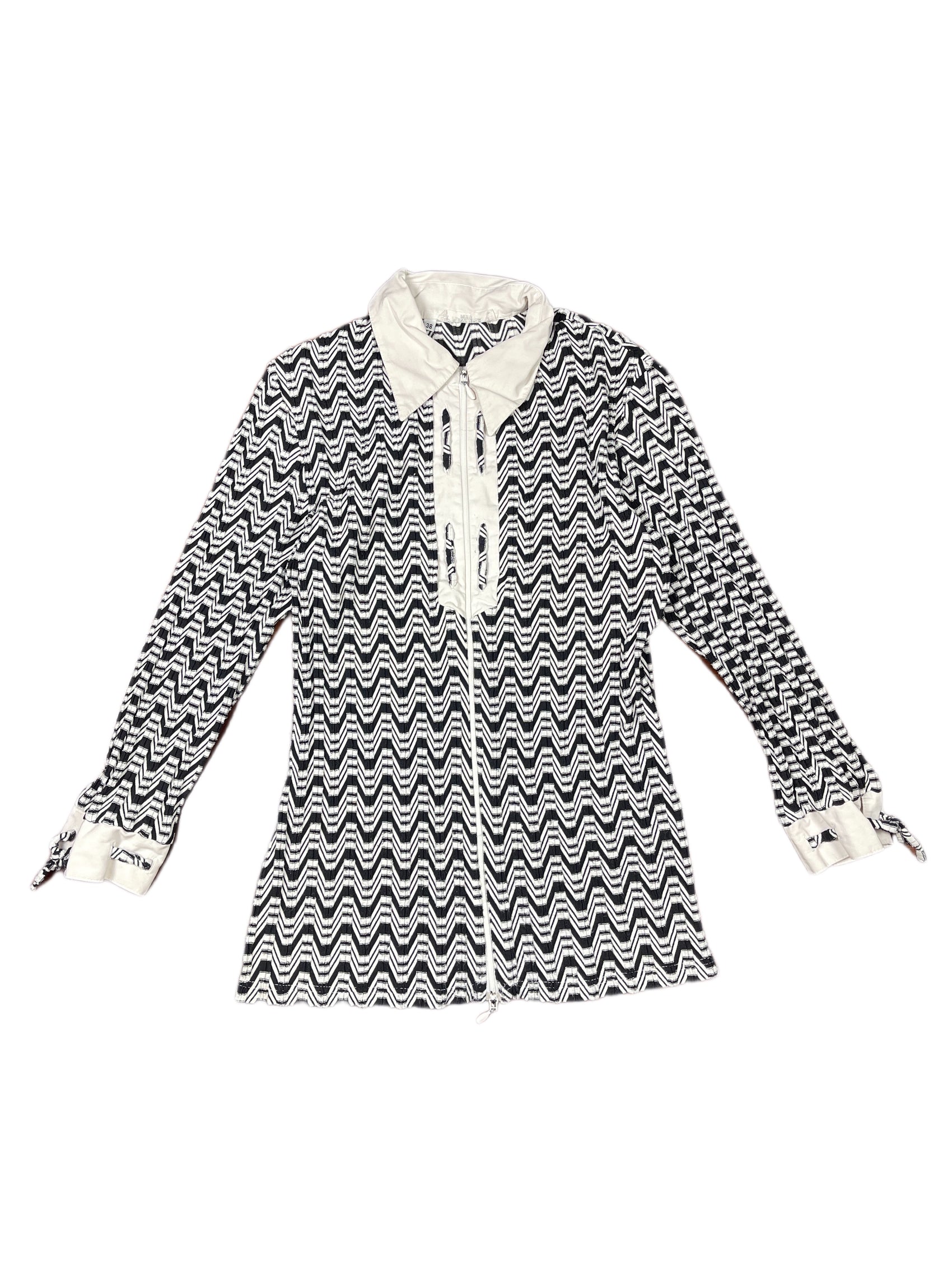Vintage Rayure Long Sleeve Top Black White - M